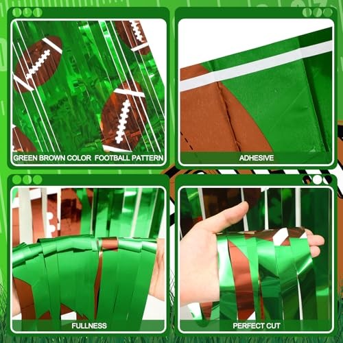 Pack Football Party Decorations Photo Props 3.3×6.6 ft Football Foil Fringe 2