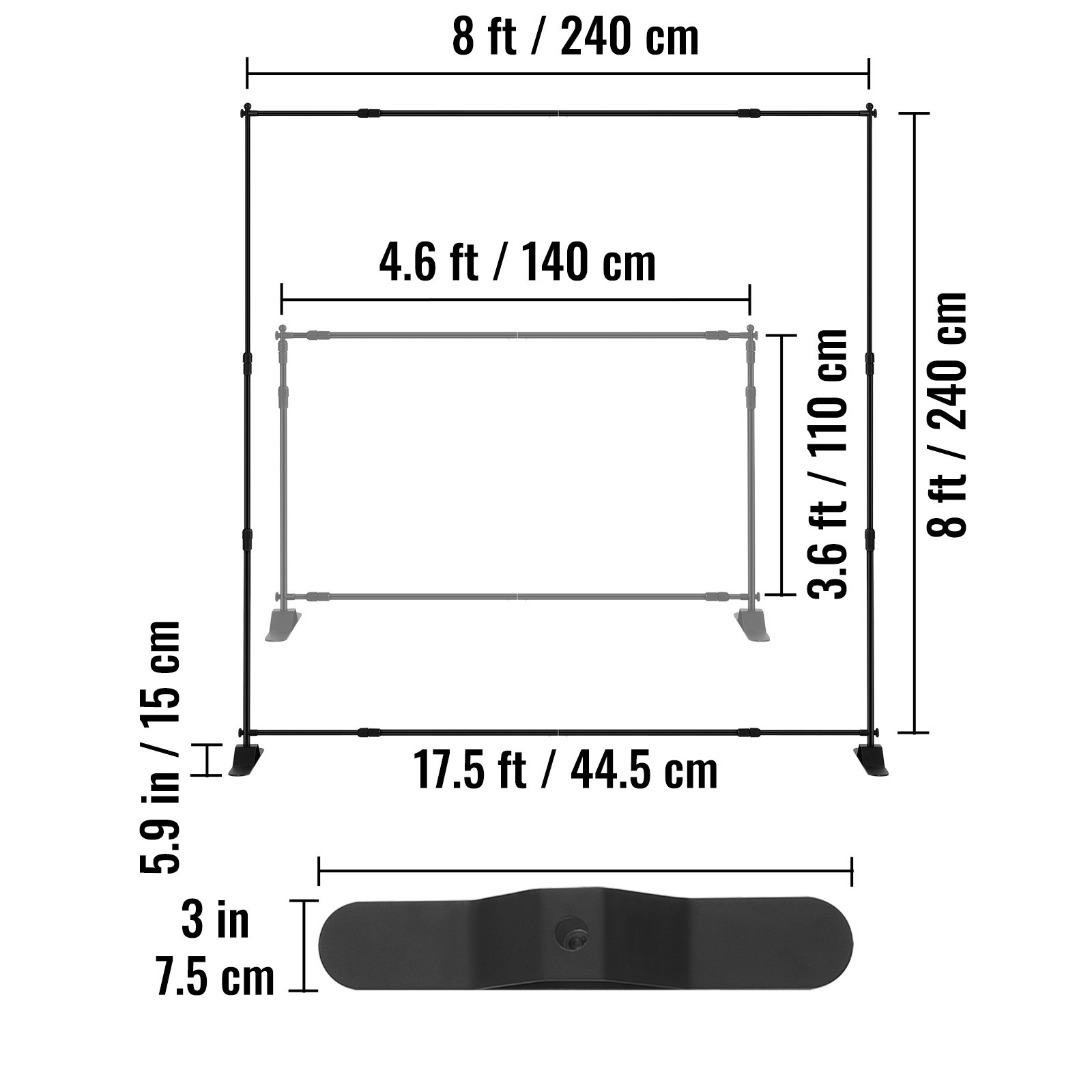 8 x 8Ft Banner Stand Heavy-Duty Step and Repeat Backdrop Telescopic Adjustable
