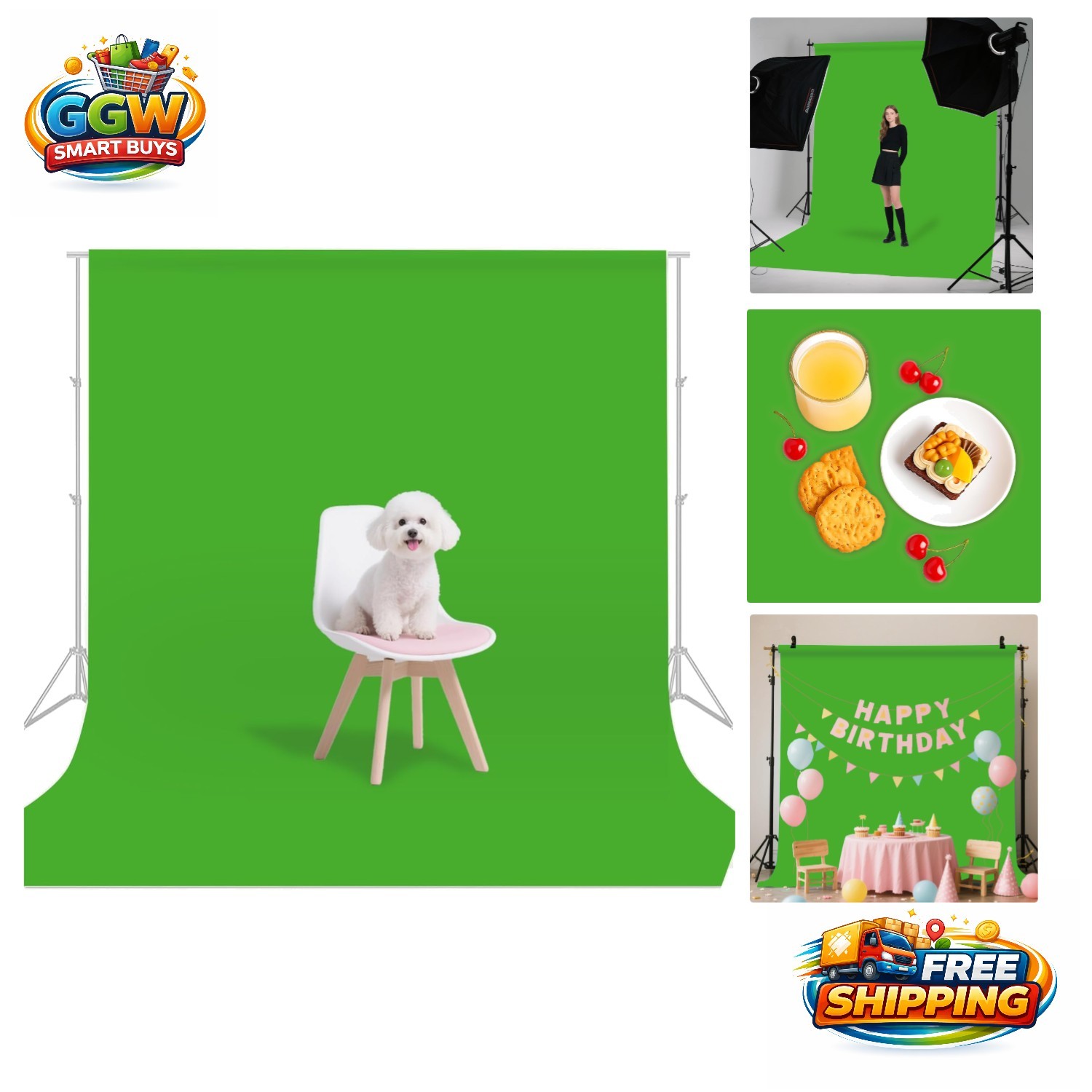 Professional 8x10FT Chroma Key Green Screen – Perfect for Live Streaming & Zoom