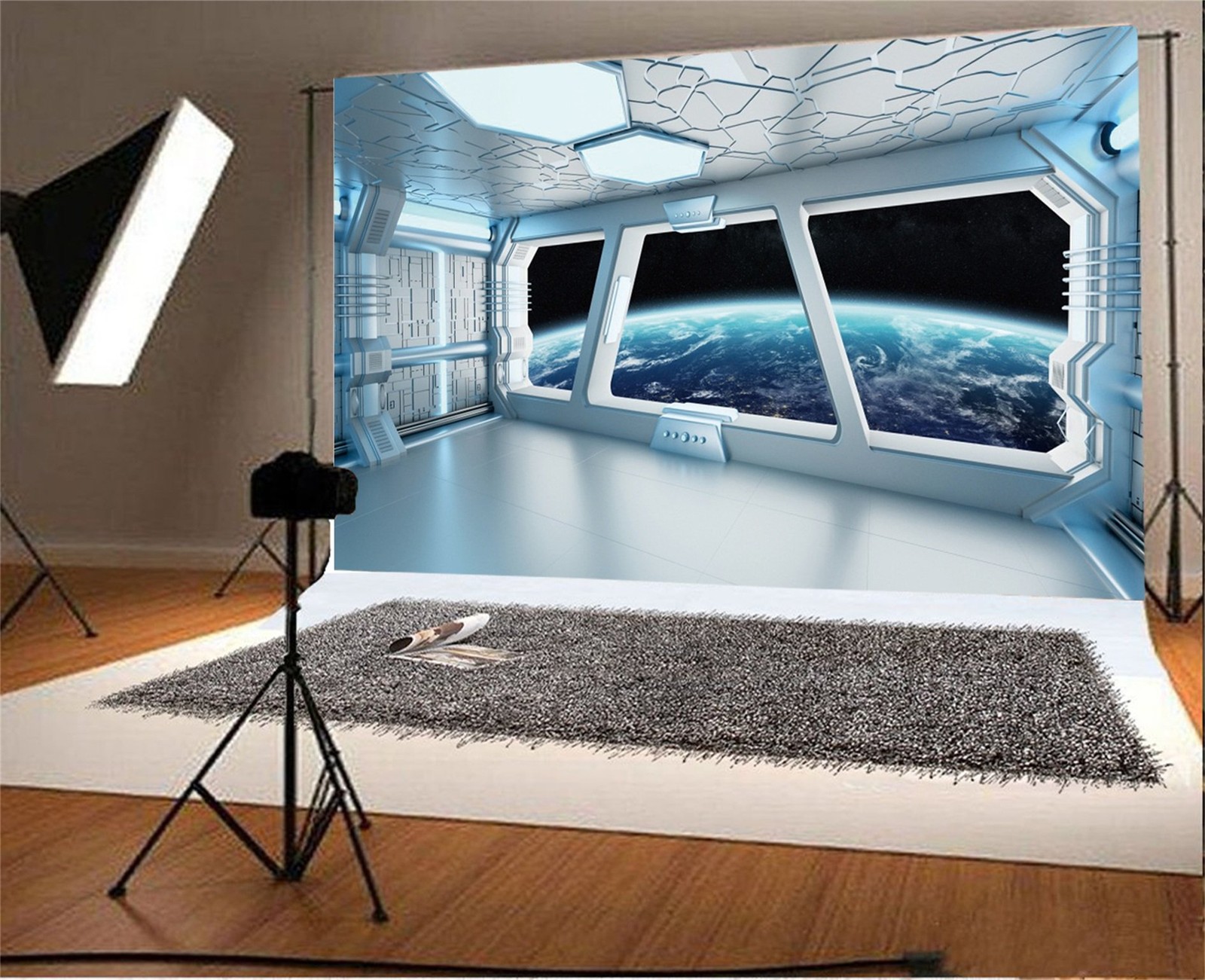 AOFOTO 10x7ft Spaceship Interior Backdrop Space Station Spacecraft Cabin Wind…