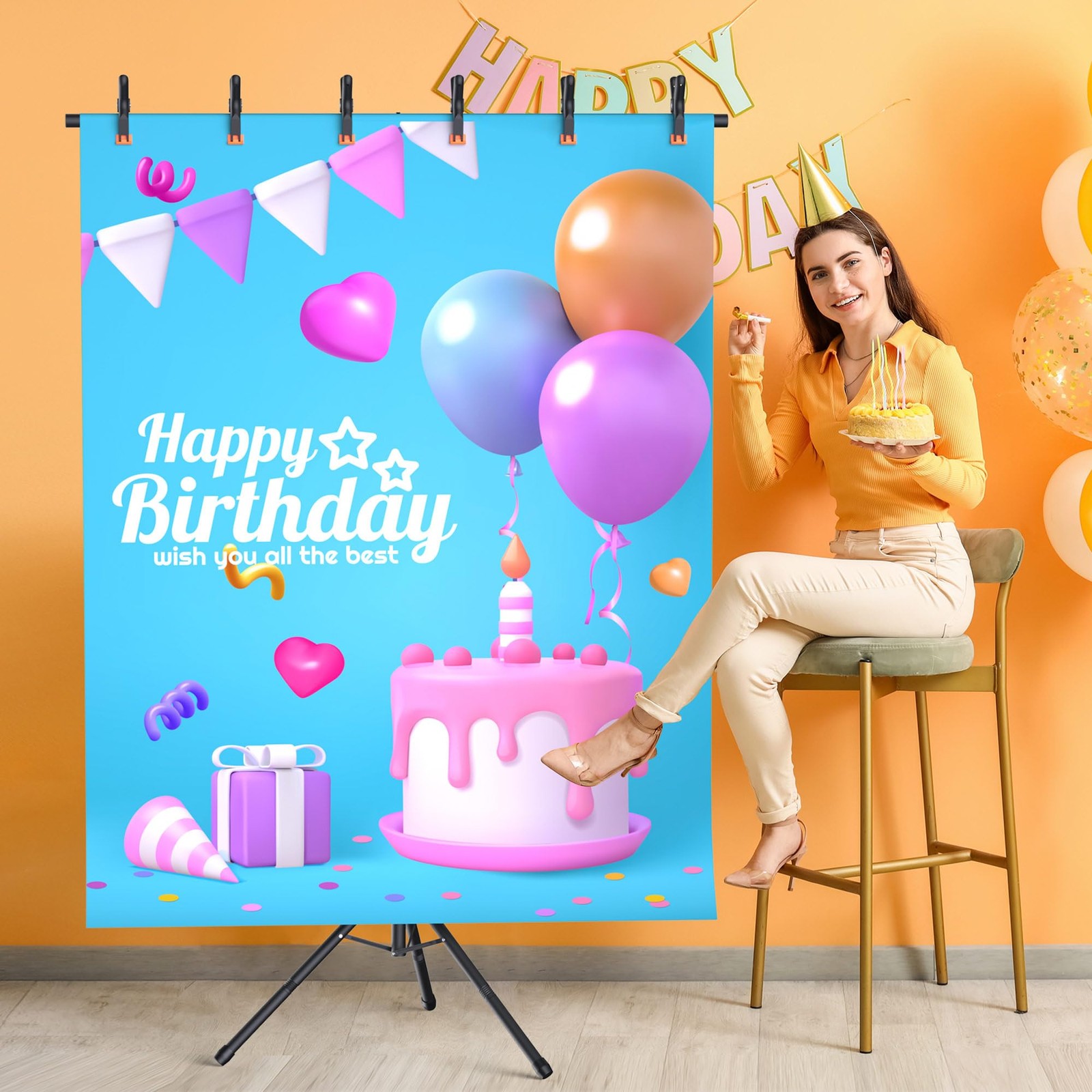 8×5.3ft Portable T-Shape Backdrop Stand Support Kit for Photography Studio