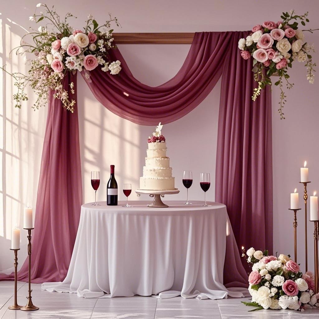 Magenta Chiffon Fabric 6.7 Yards 29 Inch x 20FT Sheer Curtains Backdrop