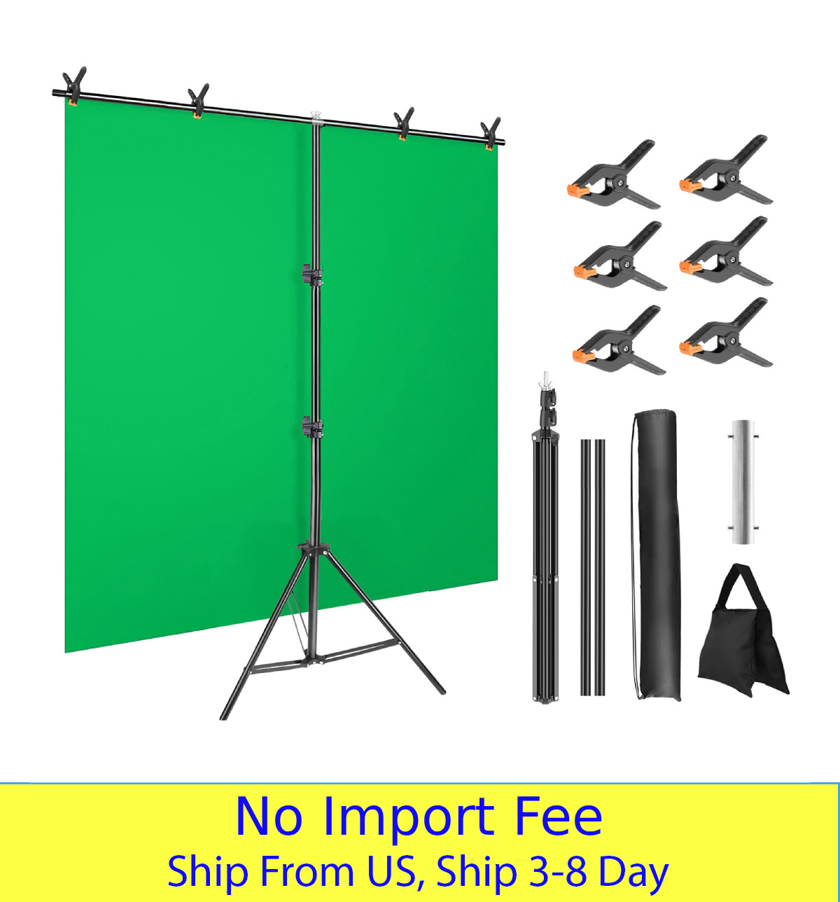 5×6.5FT T Shape Backdrop Stand Photography Studio Video Background Kit