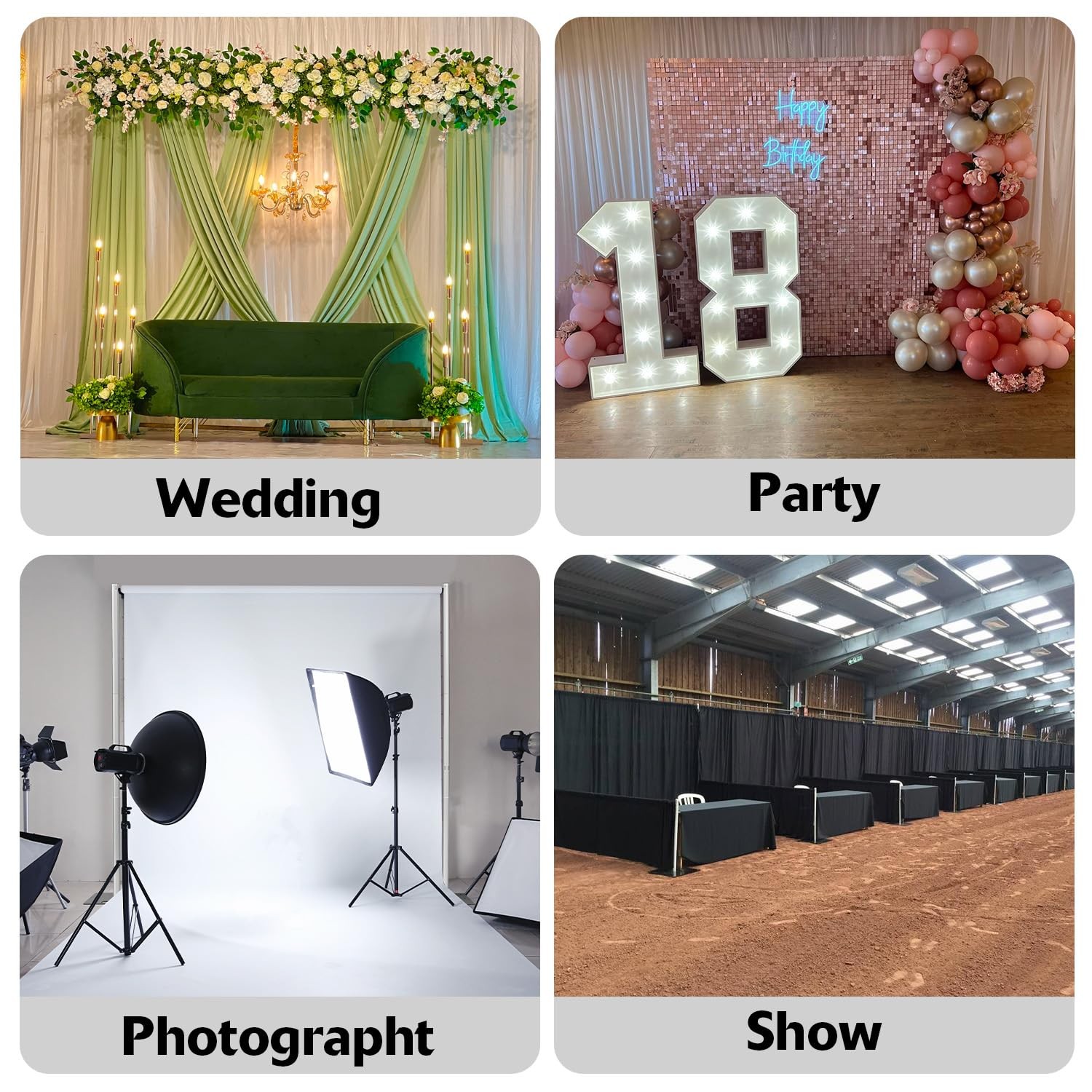 Pipe and Drape Backdrop Stand Kit, 10ftx10ft Heavy Duty Backdrop Stand, Adjus…