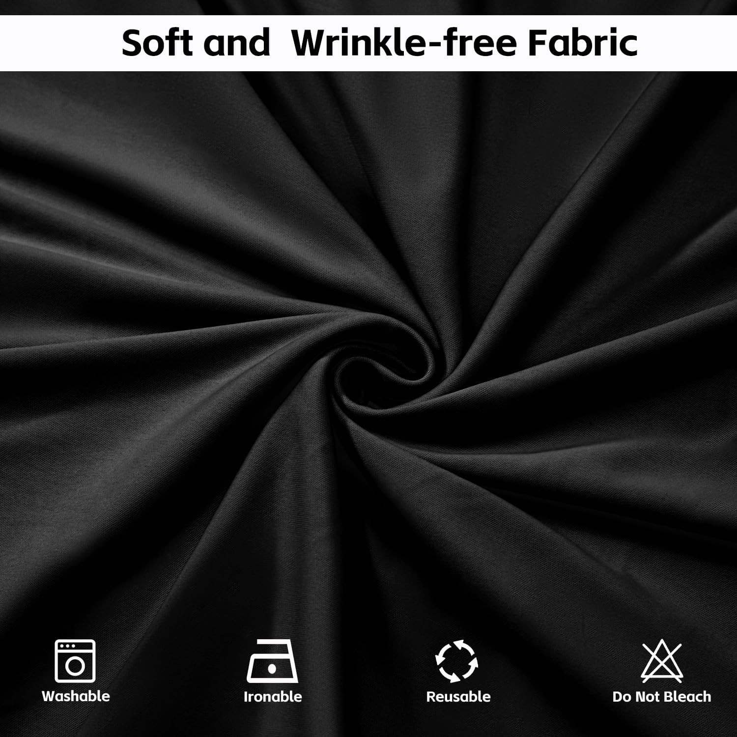 Black Backdrop Curtains for Events, 10x10Ft Wrinkle-Free Fabric Drape, 2 Panels