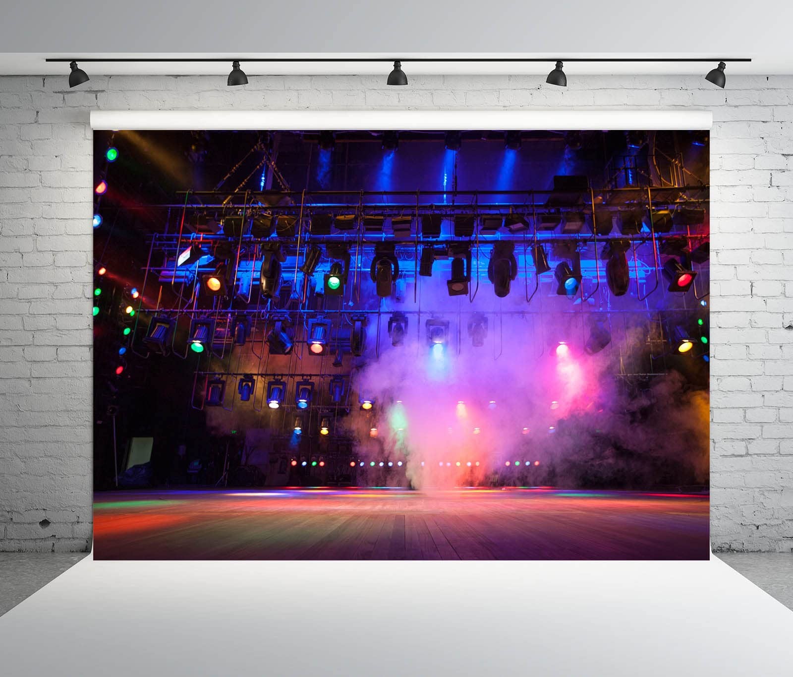 7X5Ft Fabric Music Concert Stage Backdrop for Photography Stage Spotlights Music
