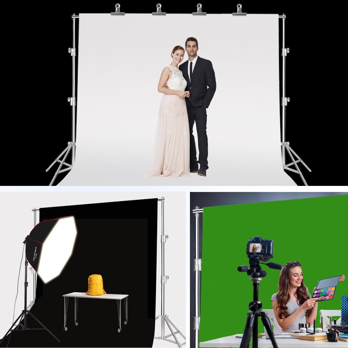 9.2 X 10 FT Stainless Steel Heavy Duty Backdrop Stand, Adjustable Background …