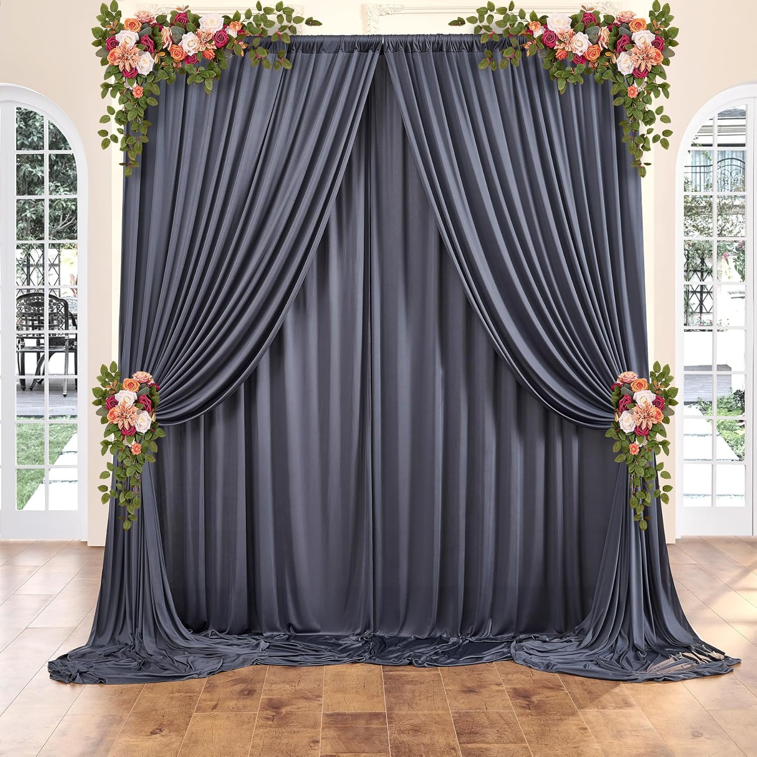 20ft x 10ft Charcoal Backdrop Curtain for Weddings & Parties – 4 Panels