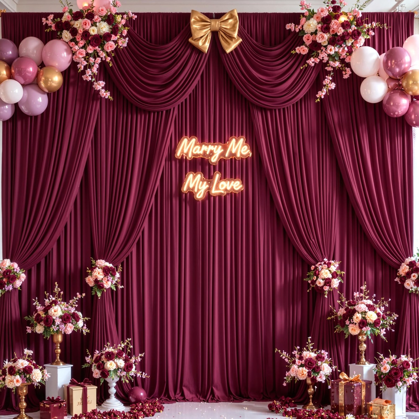 10x10ft Burgundy Backdrop Curtains Dark Red Wrinkle Free Drapes Wedding Party