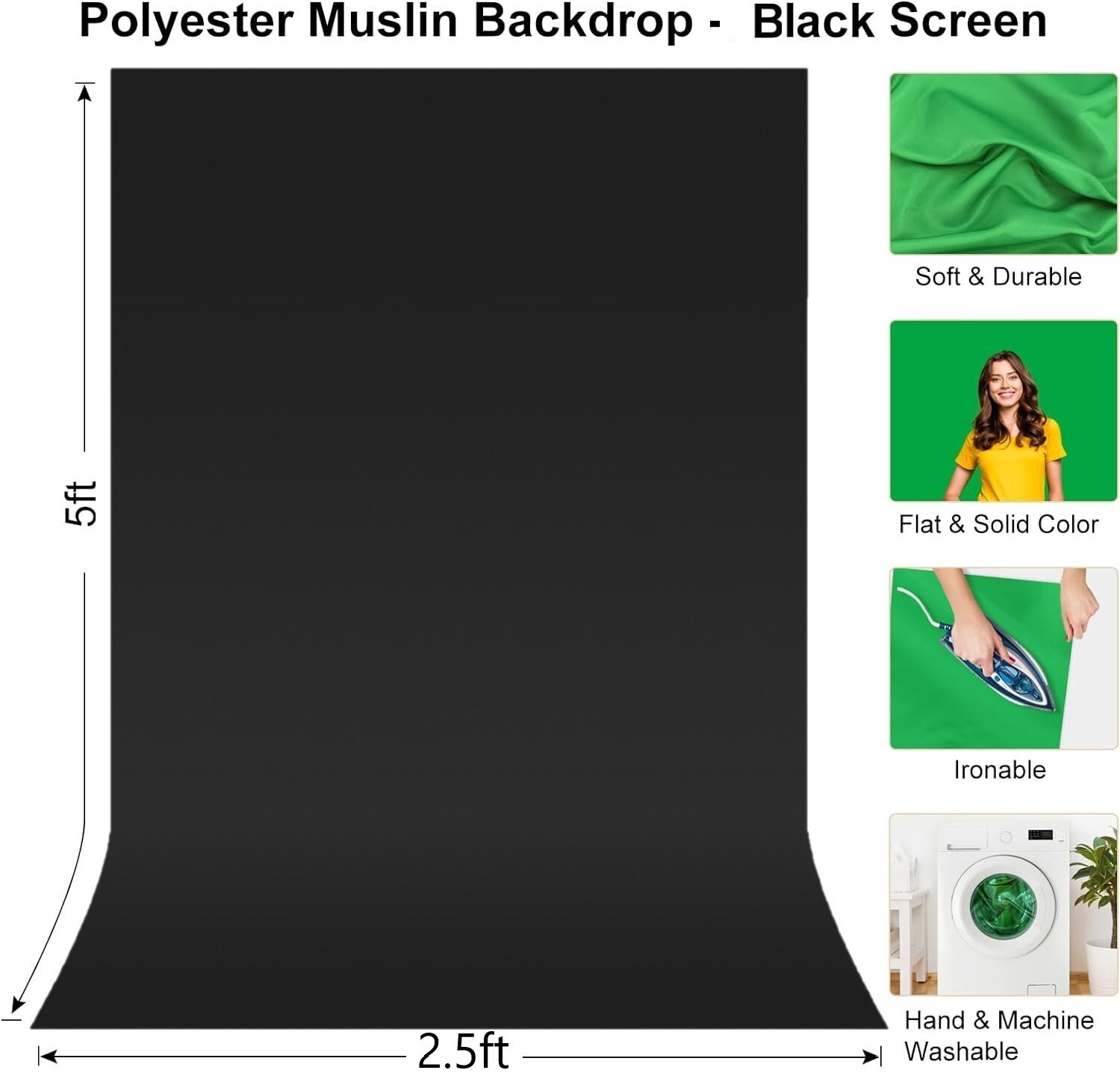 LINCO Table Top Photo Backdrop Support Stand 2.2×2.6ft Green/White/Black Screen