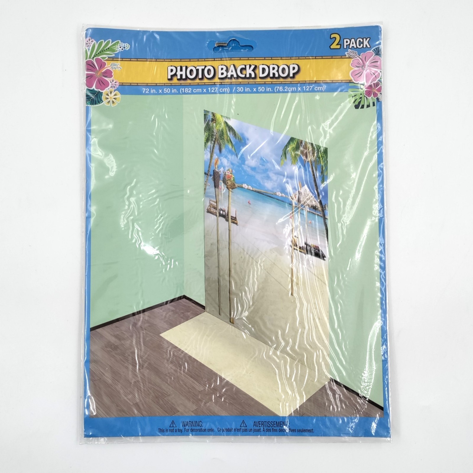 2-Pack Summer on the Beach Photo Backdrop 72×50″ inch & 30×50″ inch