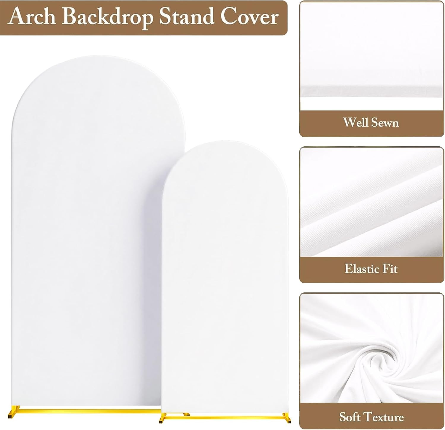 Metal Arch Backdrop Stand and Cover Set of 2 Sturdy 7.2FT 6FT Party Backdrop