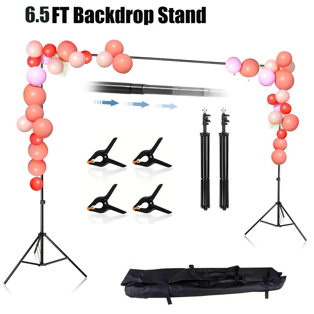 Backdrop Stand Background Stand Kit 6.5 x 6.5 ft for Party & Photo Studio + Case