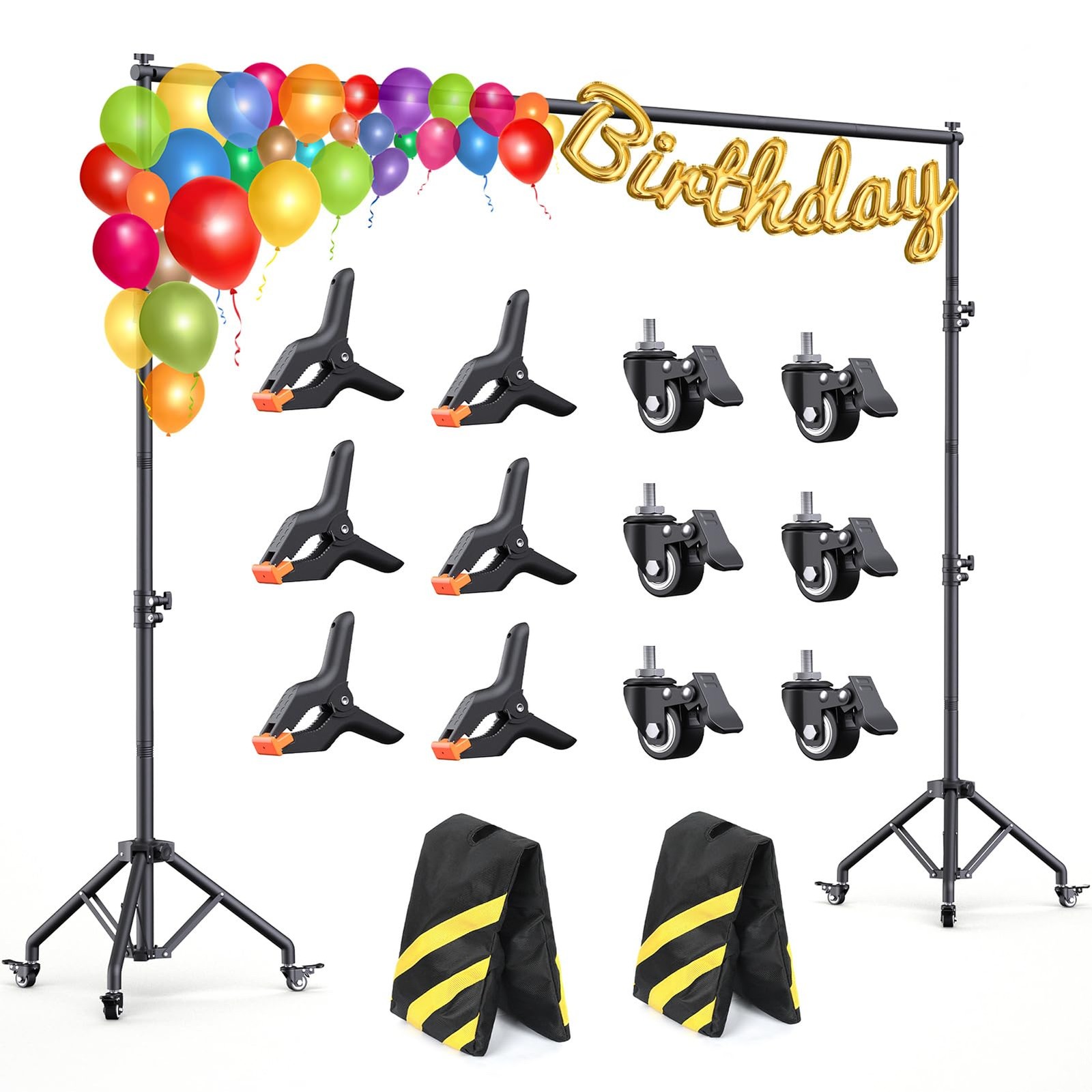 Backdrop Stand with Wheels 10×7.5Ft (WxH), Photo Backdrop Stand Easy to Move,…