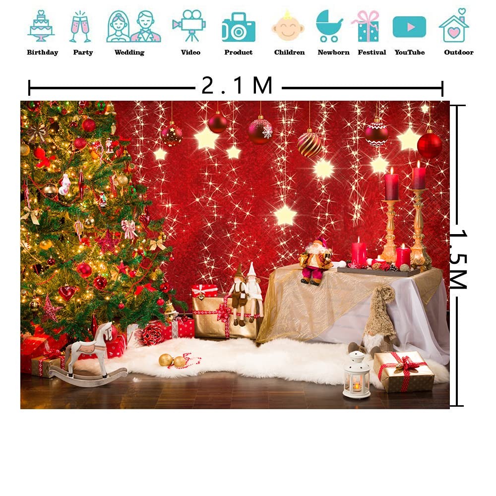 7x5ft Red Christmas Backdrop Family Kids New Year Party Decorations Photo