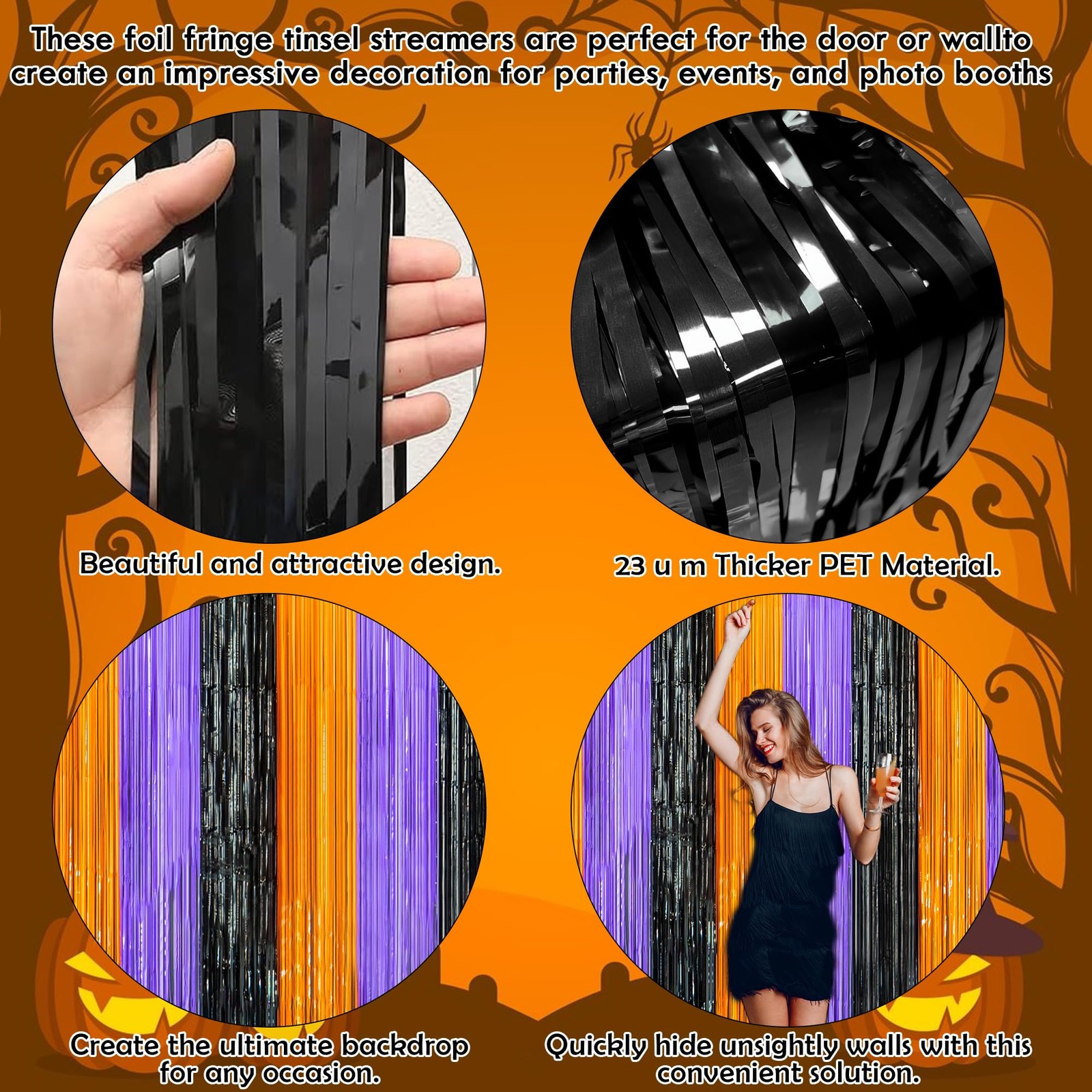 OHOME Halloween Decorations – 3.3ft x 6.56ft, Black orange purple