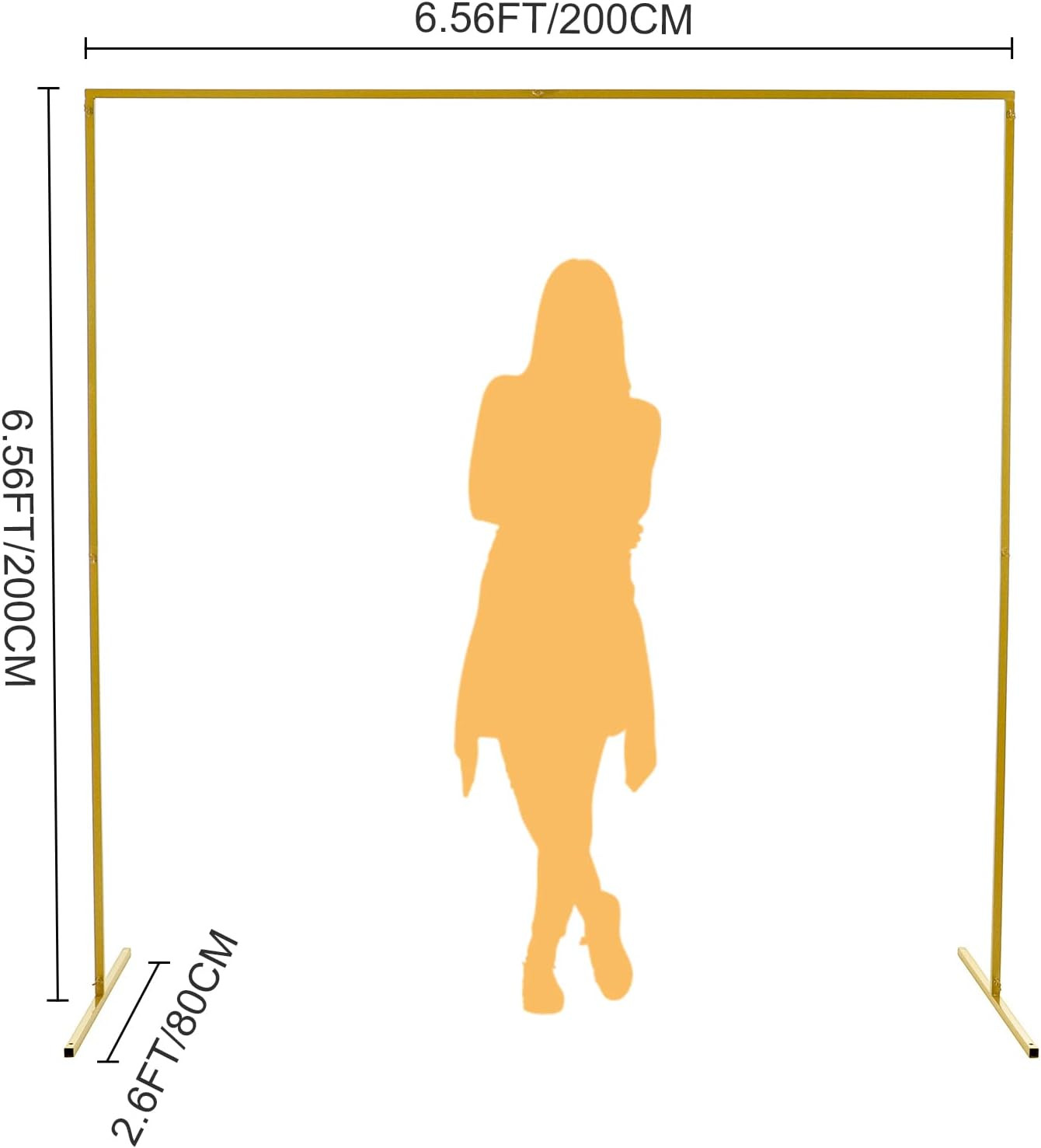 Wedding Arch Square 6.56FT X 6.56FT Metal Backdrop Stand with Support Feet Nails