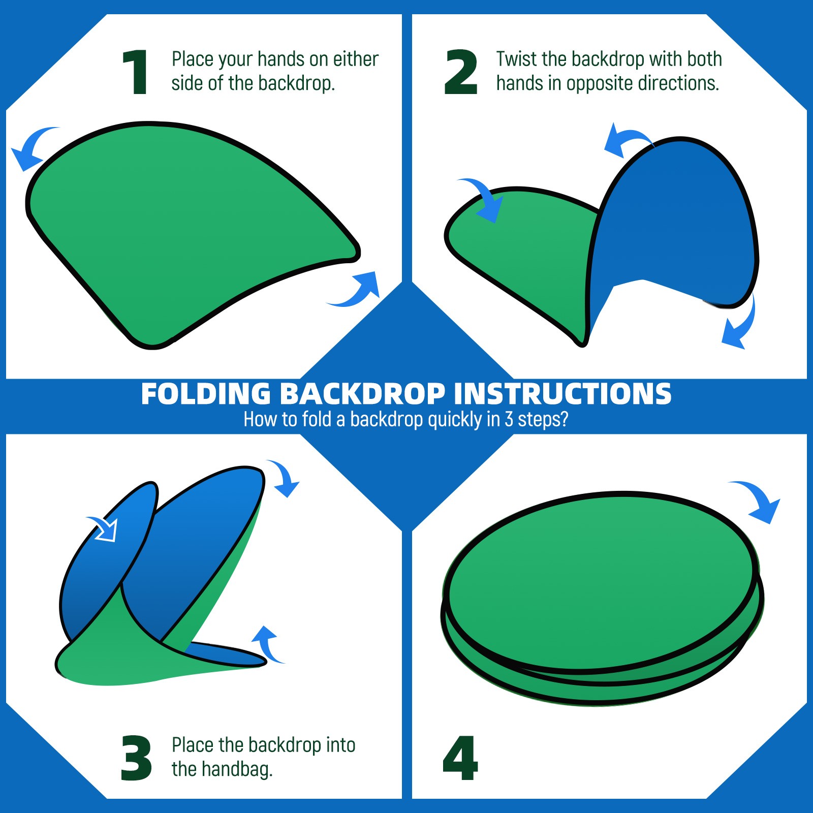 Portable Circular Backdrop Green Screen Photography Background For Photo Video