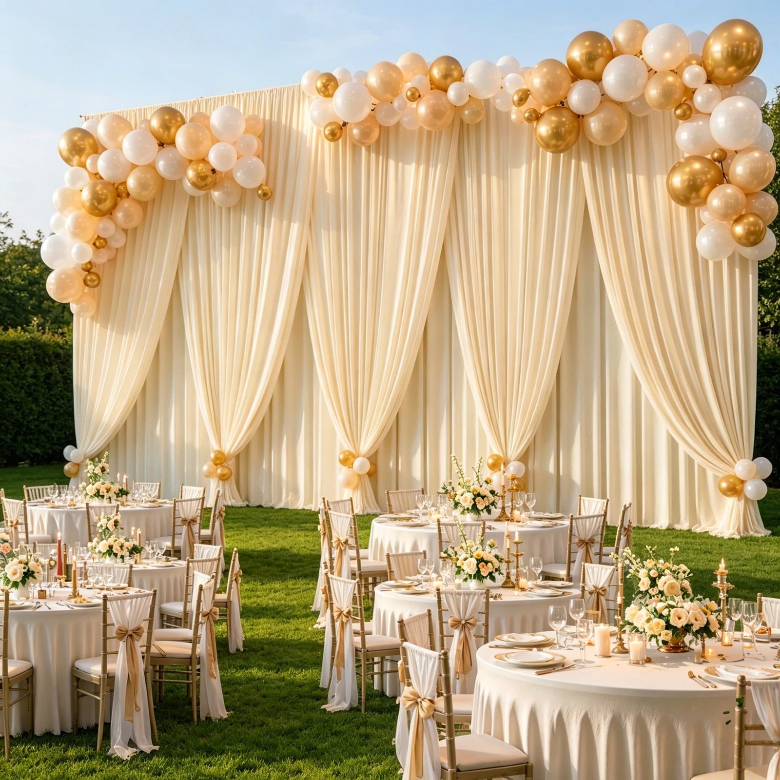 50x10ft Champagne Backdrop Curtain Panels W5′ x H10′(10 panels),