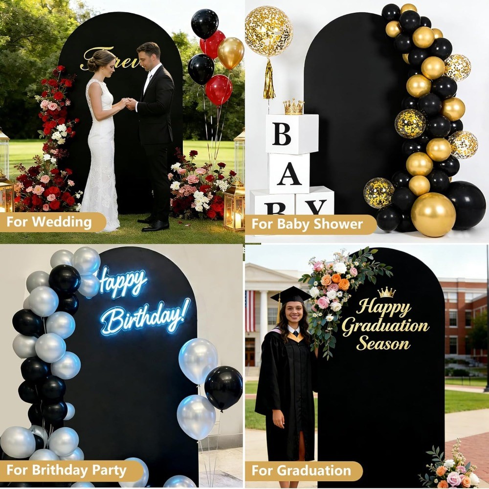 Metal Arch Stand Set 7.2FT Gold with Cover, Wedding Balloon Arch Frame