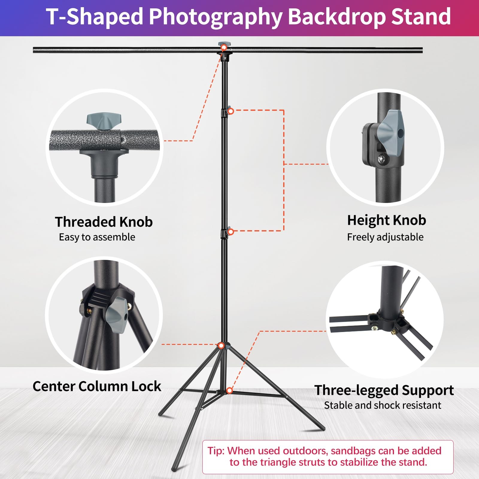 Green Screen Backdrop Kit Portable Chromakey Stand Clamps Bag 5×6.5 FT