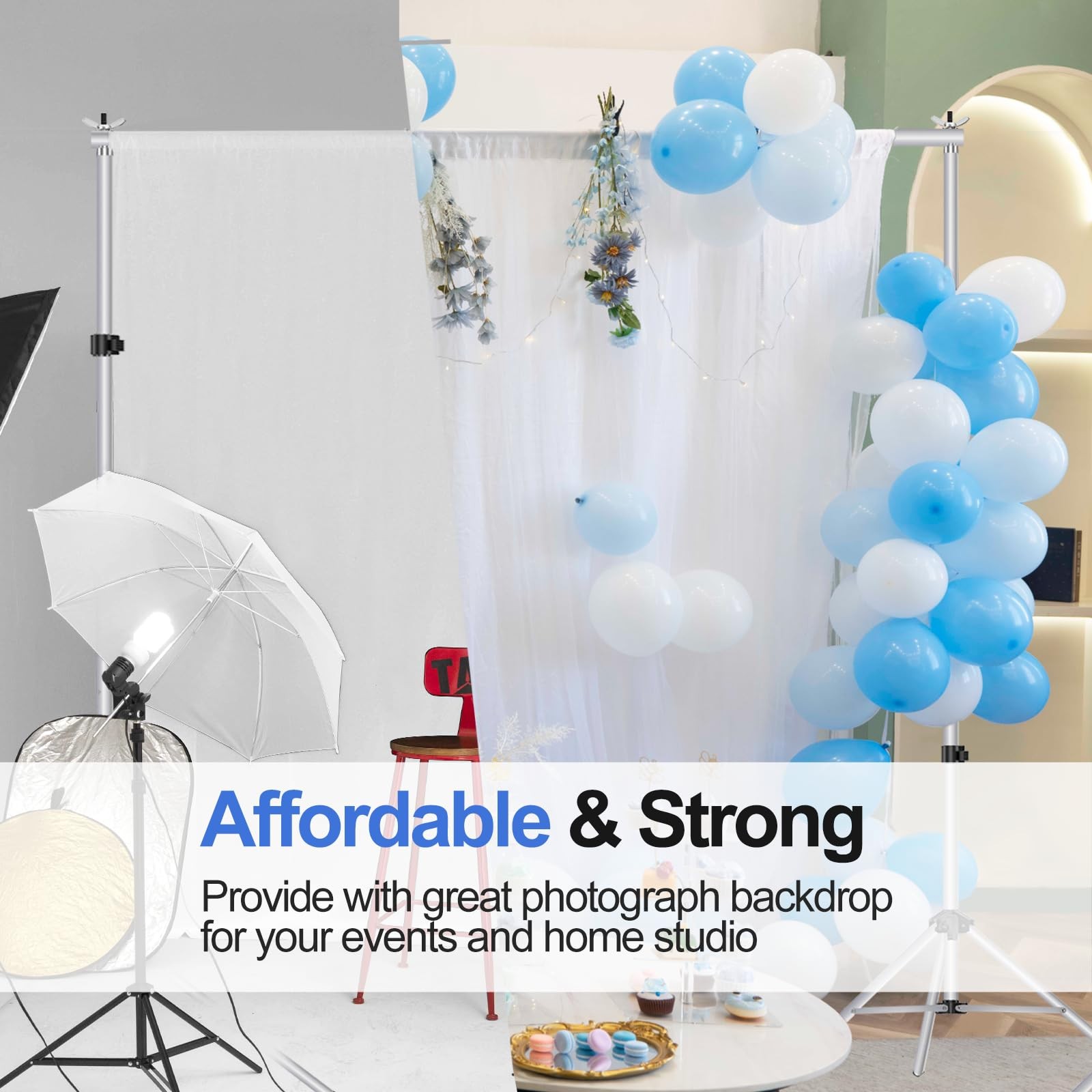 Backdrop Stand 10×8.5ft(WxH) Photo Studio Adjustable Background Stand Support…