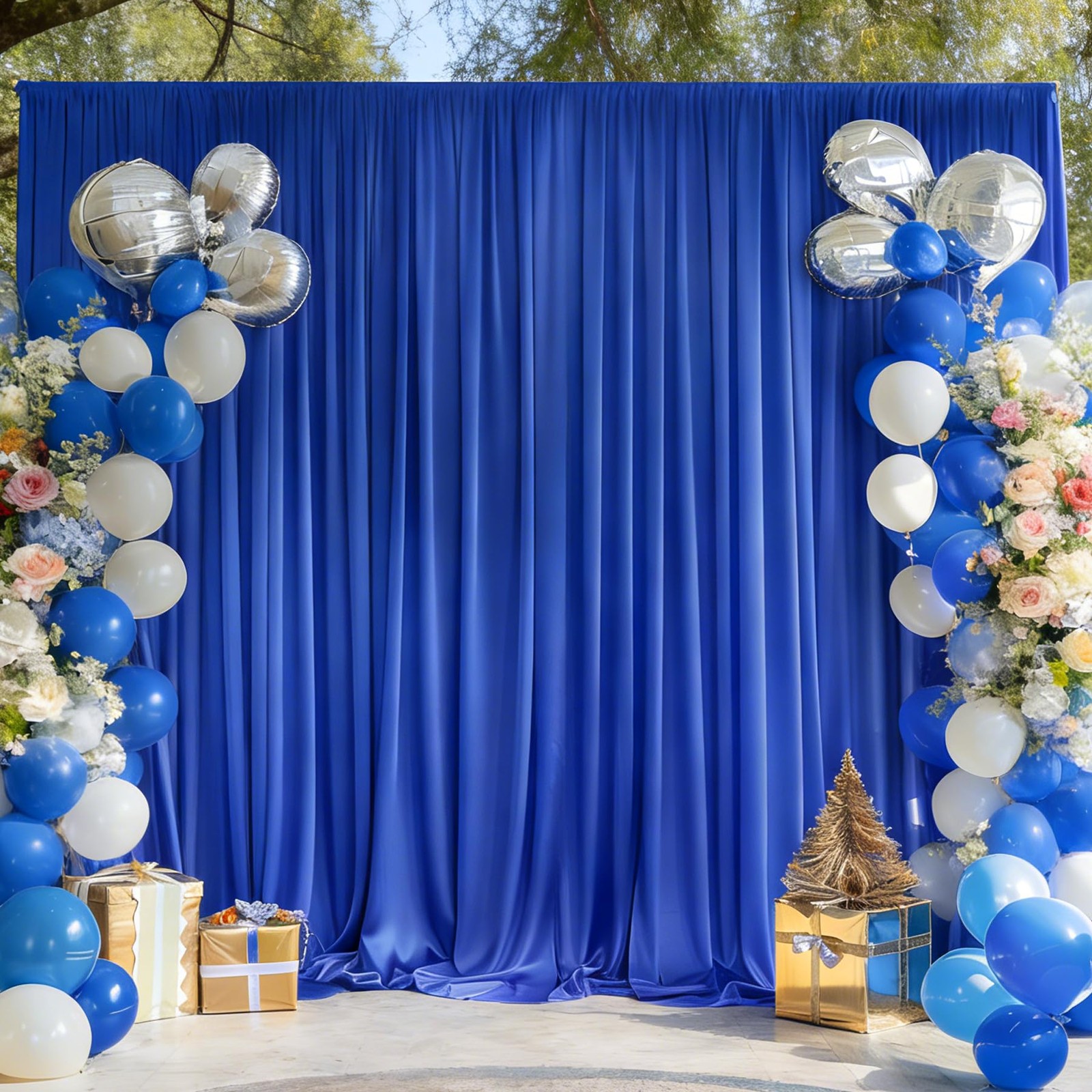 10x10ft Royal Blue Backdrop Curtains for Wedding Parties,Wrinkle Free Blue Cu…