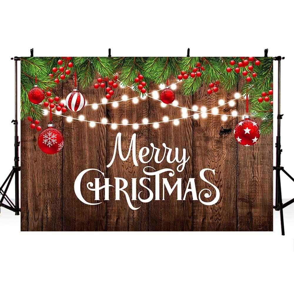 7x5ft Merry Christmas Backdrop Rustic Wooden Xmas Decorations Photography Bac…