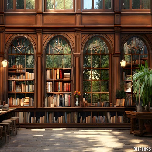 10’x10′ CP Bookcase Library Scenic Microfiber Fabric background backdrop BHF1895