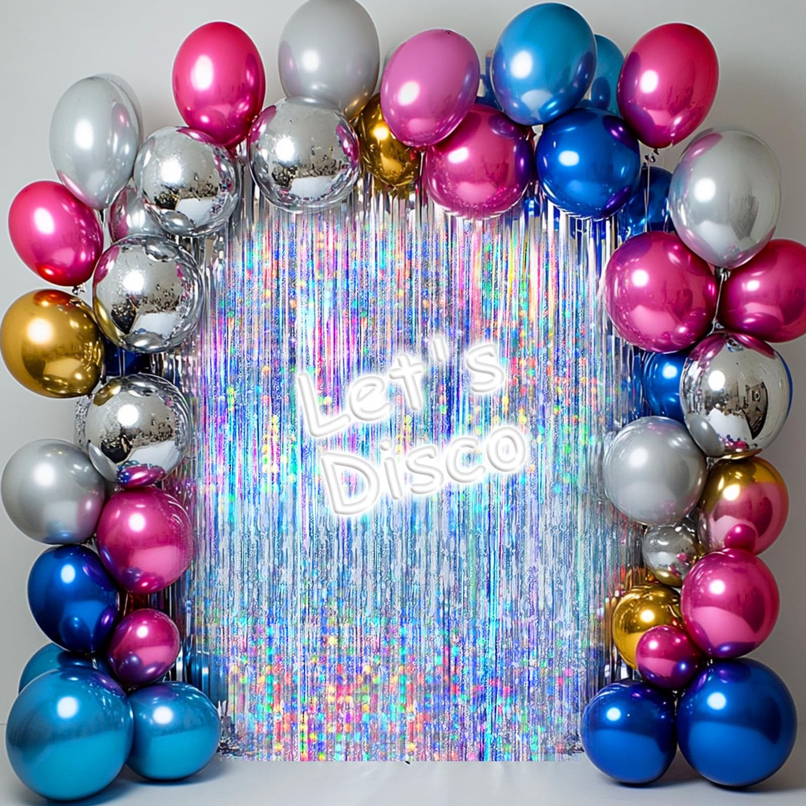 4 Packs Silver Foil Fringe Curtain, Silver Glitter Metallic Tinsel Backdrop f…