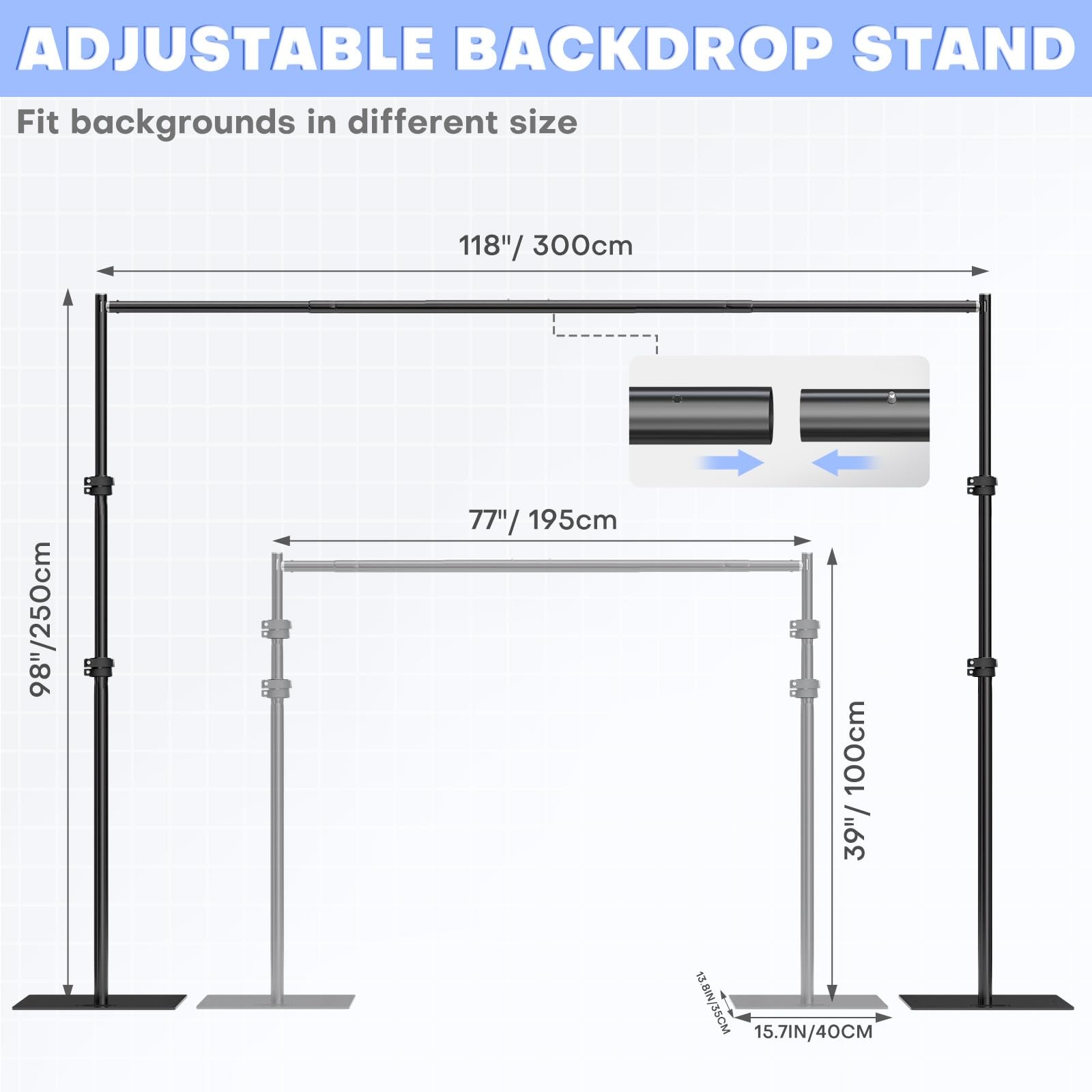 HAYOHRT 8x10ft Pipe and Drape Backdrop 10 x 8 FT, Black with Upgrade Buckle