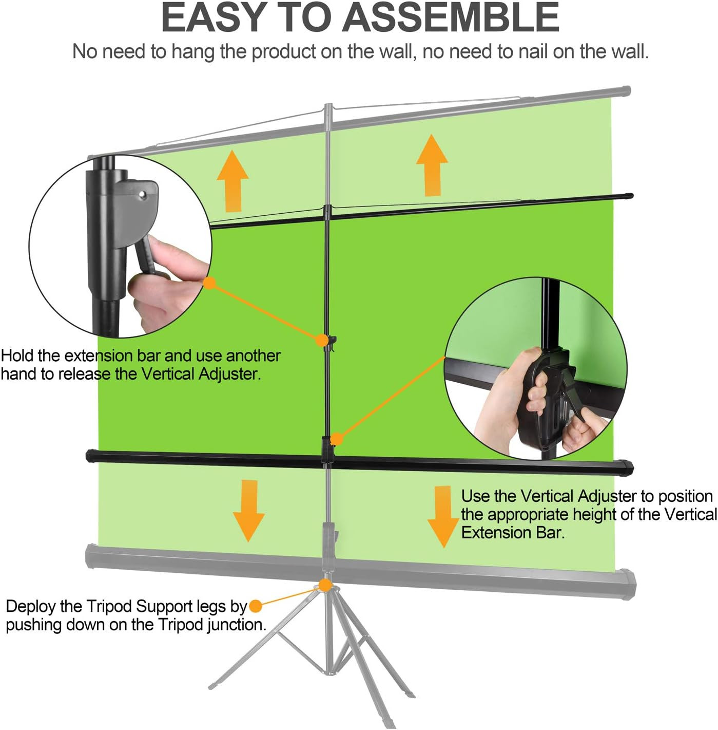 107″ Green Screen Stand, Professional Chromakey Background with Auto-Locking Fra