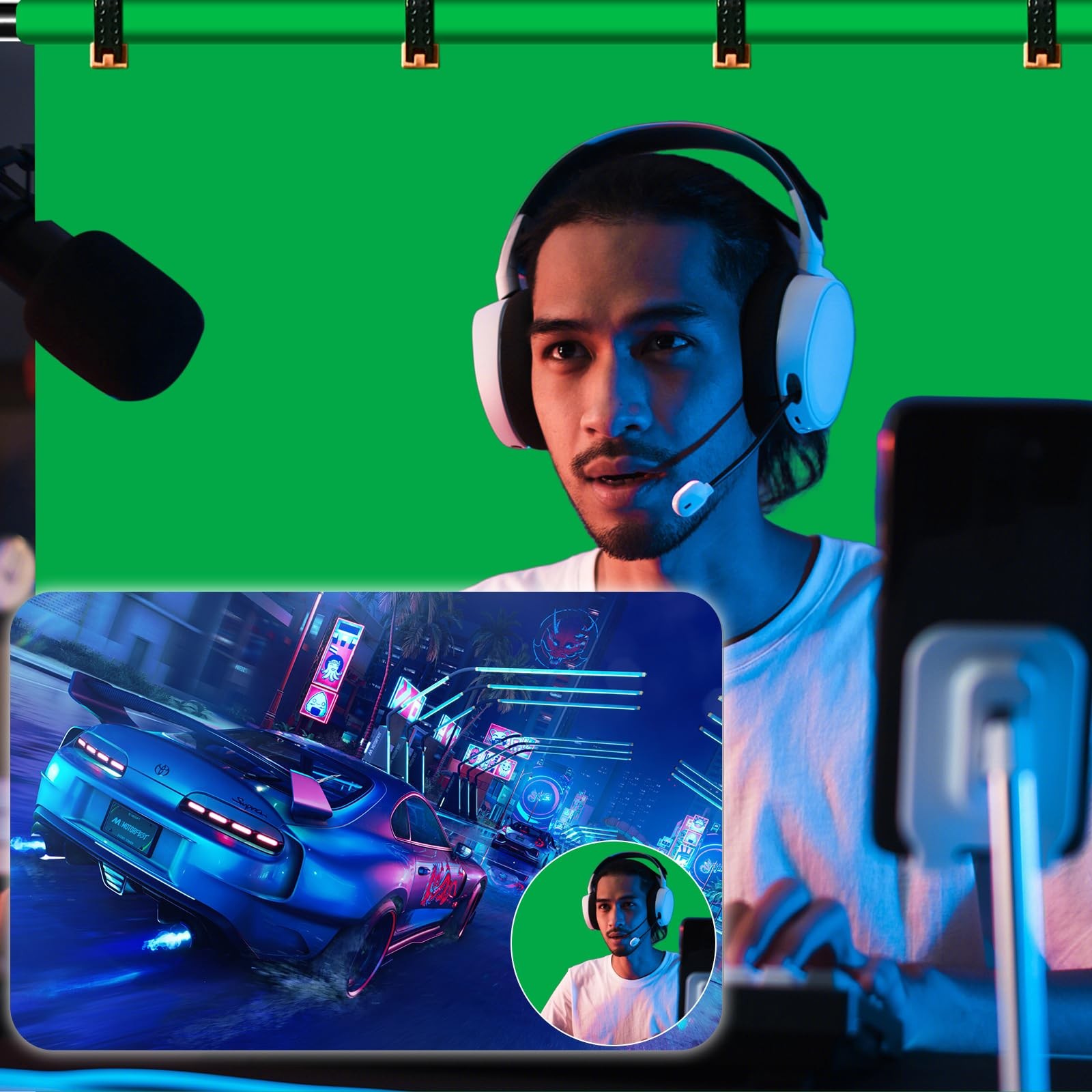 Green Screen Backdrop Kit Stand 6.5×5 Ft Portable Adjustable Clips Case