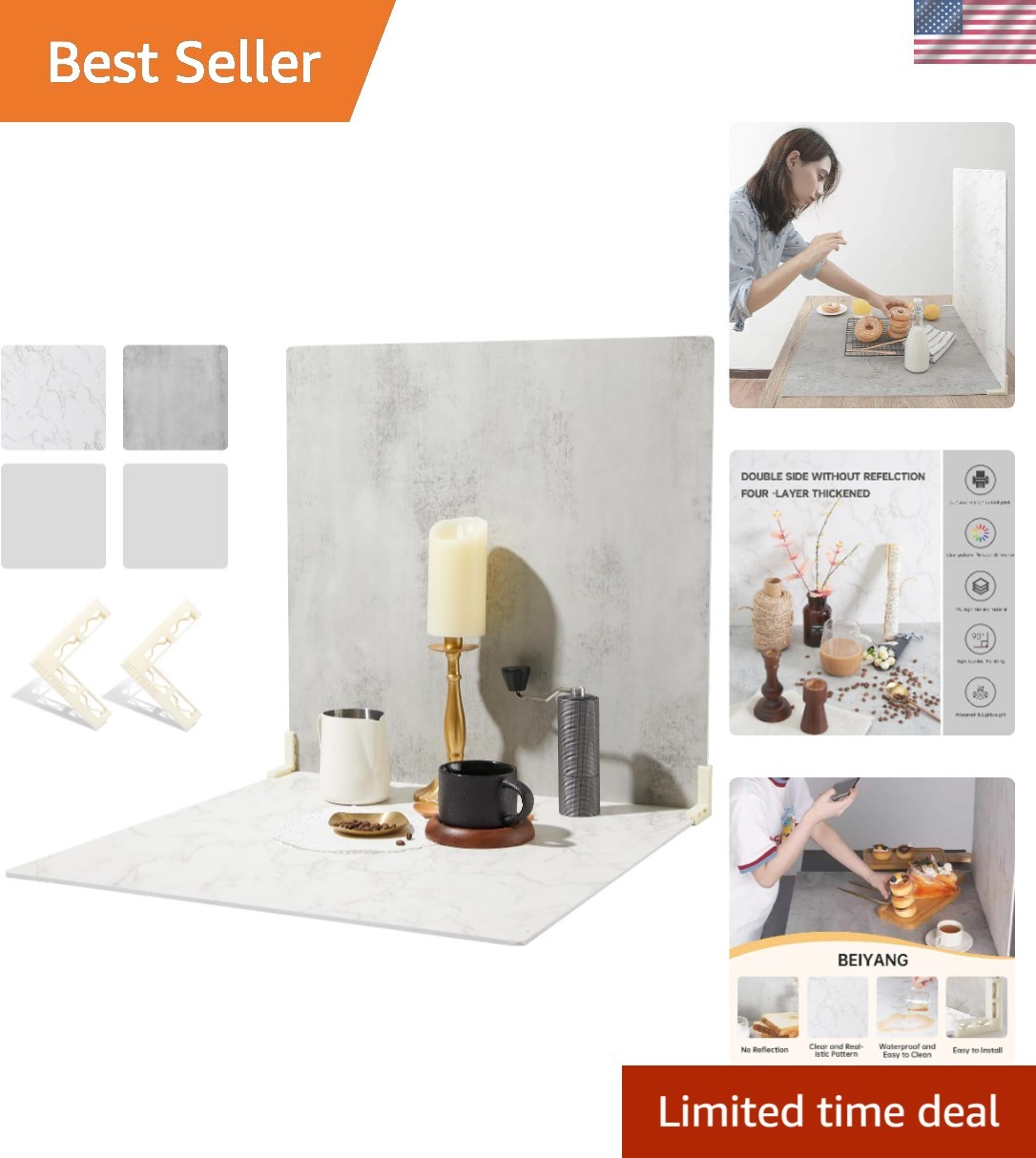 Professional 24×24 PVC Photo Backdrop Boards Set for Food & Product Photography