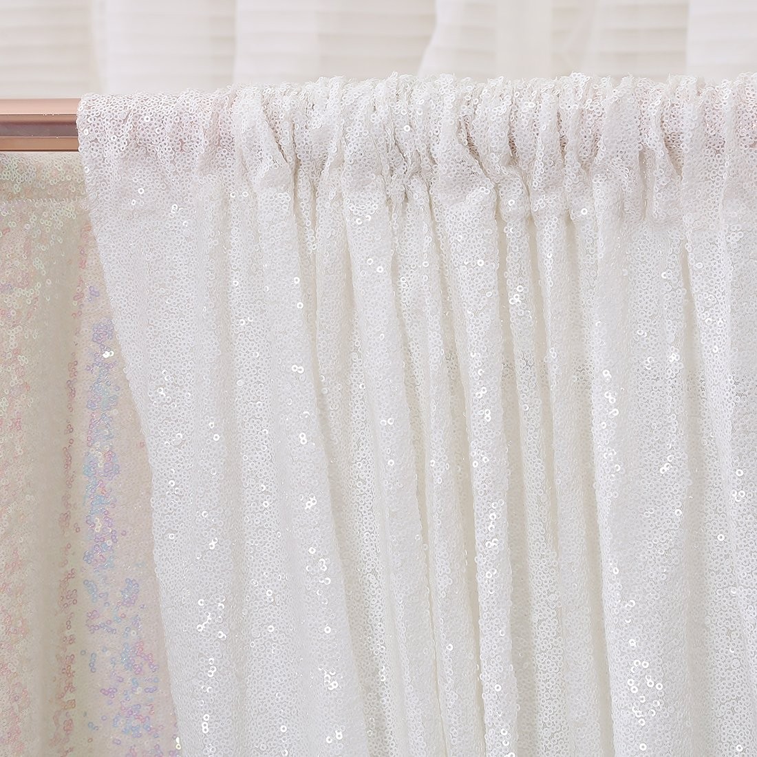 White Sequin Photography Backdrop Curtain 6FT x 8FT Party Decor