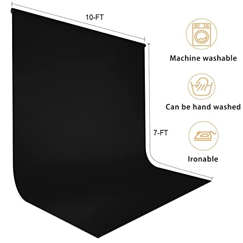 10 x 7 FT Backdrop Background for Photography, High Density 7 X 10 FT Black