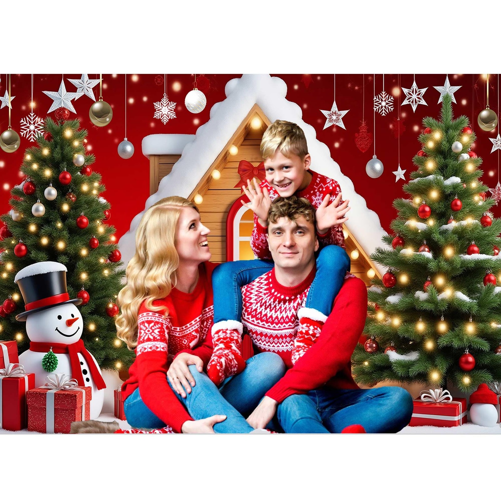 Merry Christmas Backdrop Xmas Tree Snowflake Banner, Winter New Year Photogra…