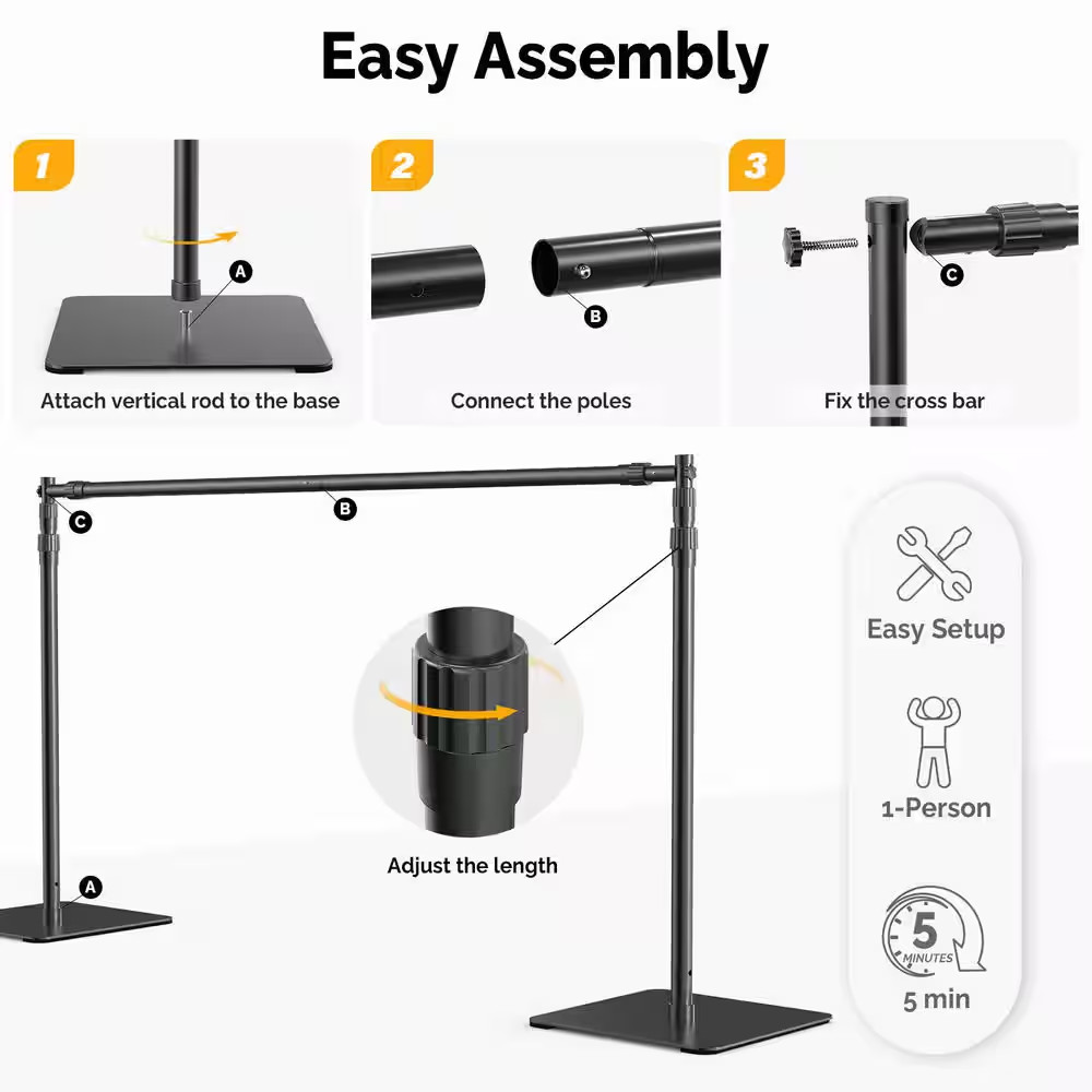 96 In. X 120 In. Backdrop Stand, Arbor for Wedding, Birthday Party, Photography,