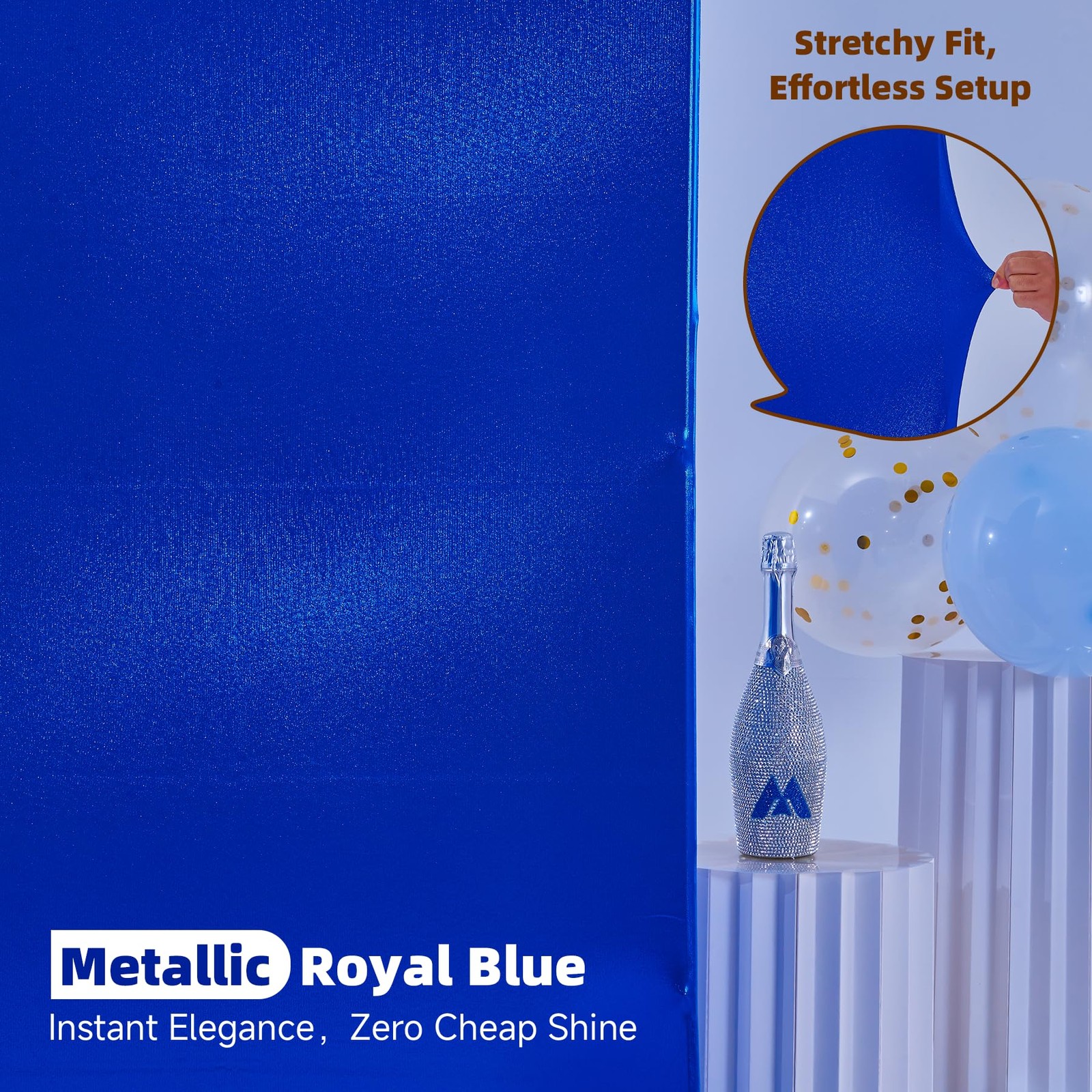 Shimmer Royal Blue Arch Backdrop Cover 7.2ft,Glitter Spandex Fitted Chiara Co…