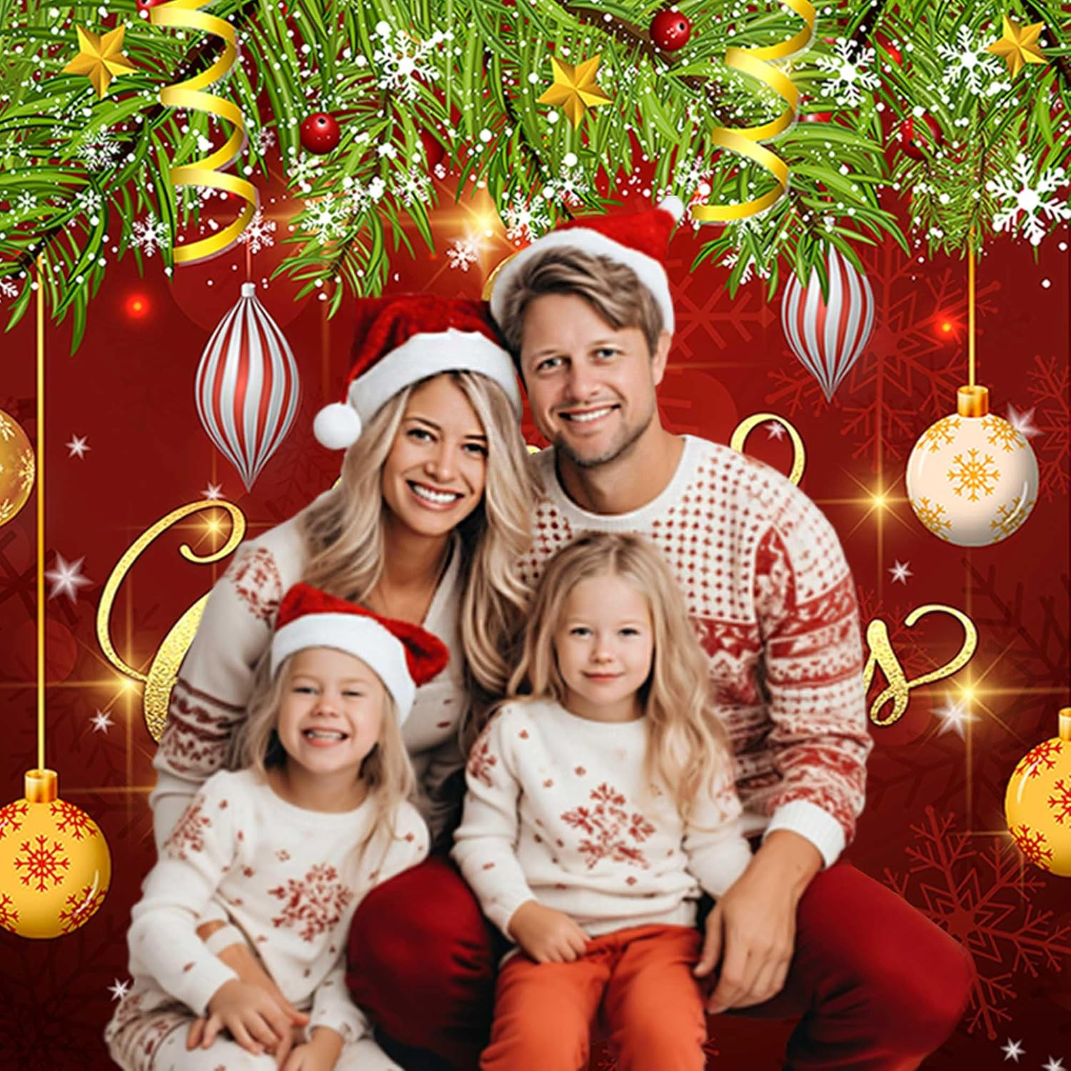 Merry Christmas Backdrop Xmas Tree Snowflake Banner, Winter New Year Photogra…