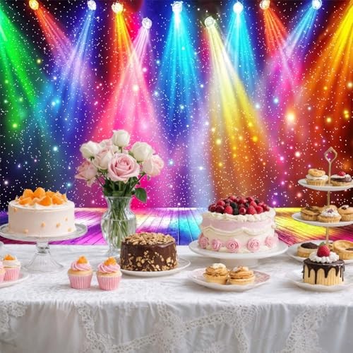 20X10ft Rainbow Stage Backdrop 1980s Colorful Disco Photography 20X10FT Multi8