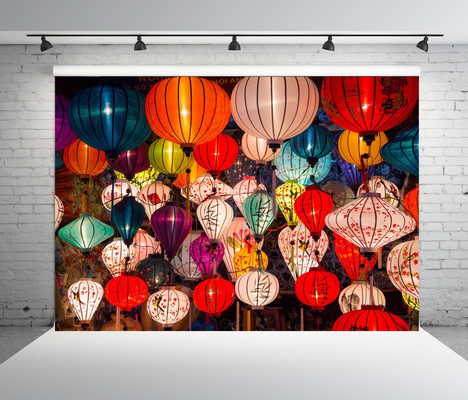 7x5ft Fabric Colorful Lanterns Backdrop Vietnamese New Year Chinese Spring Fe…