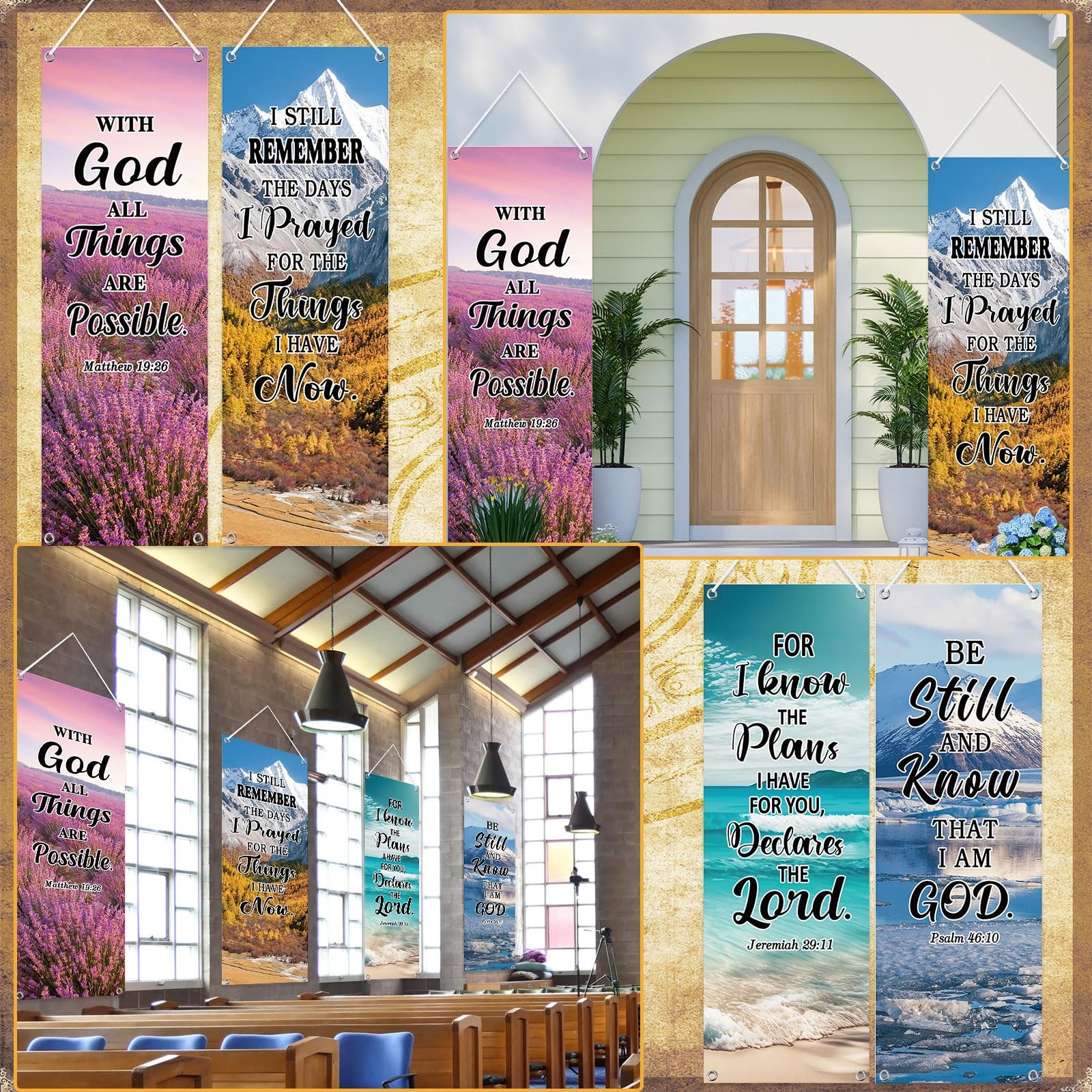 4 Pcs 4 Pcs Church Banners with Scripture Religious Worship Banner Christian …