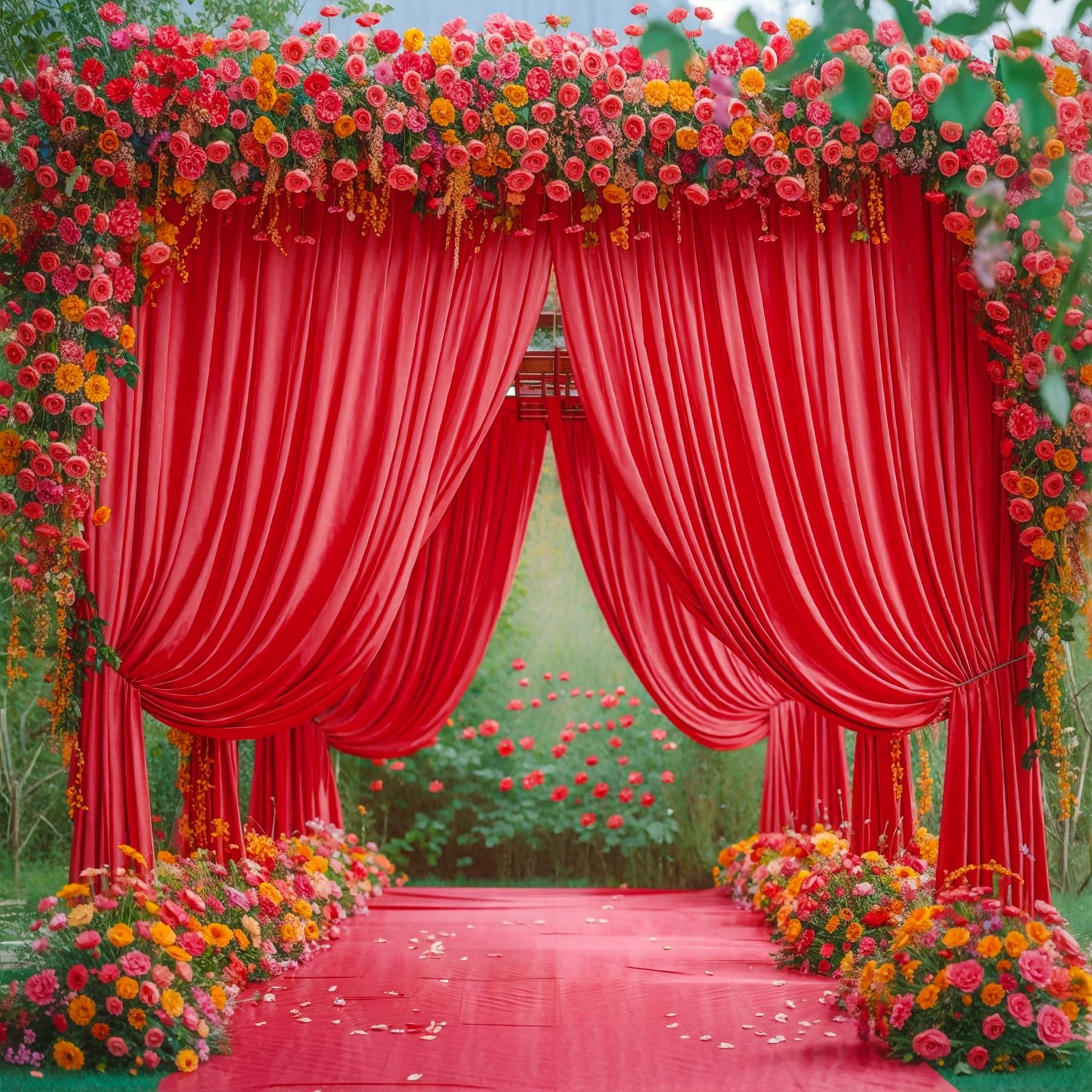 8x10FT Red Backdrop Curtains for Wedding Parties, Polyester Photo Backdrop Dr…