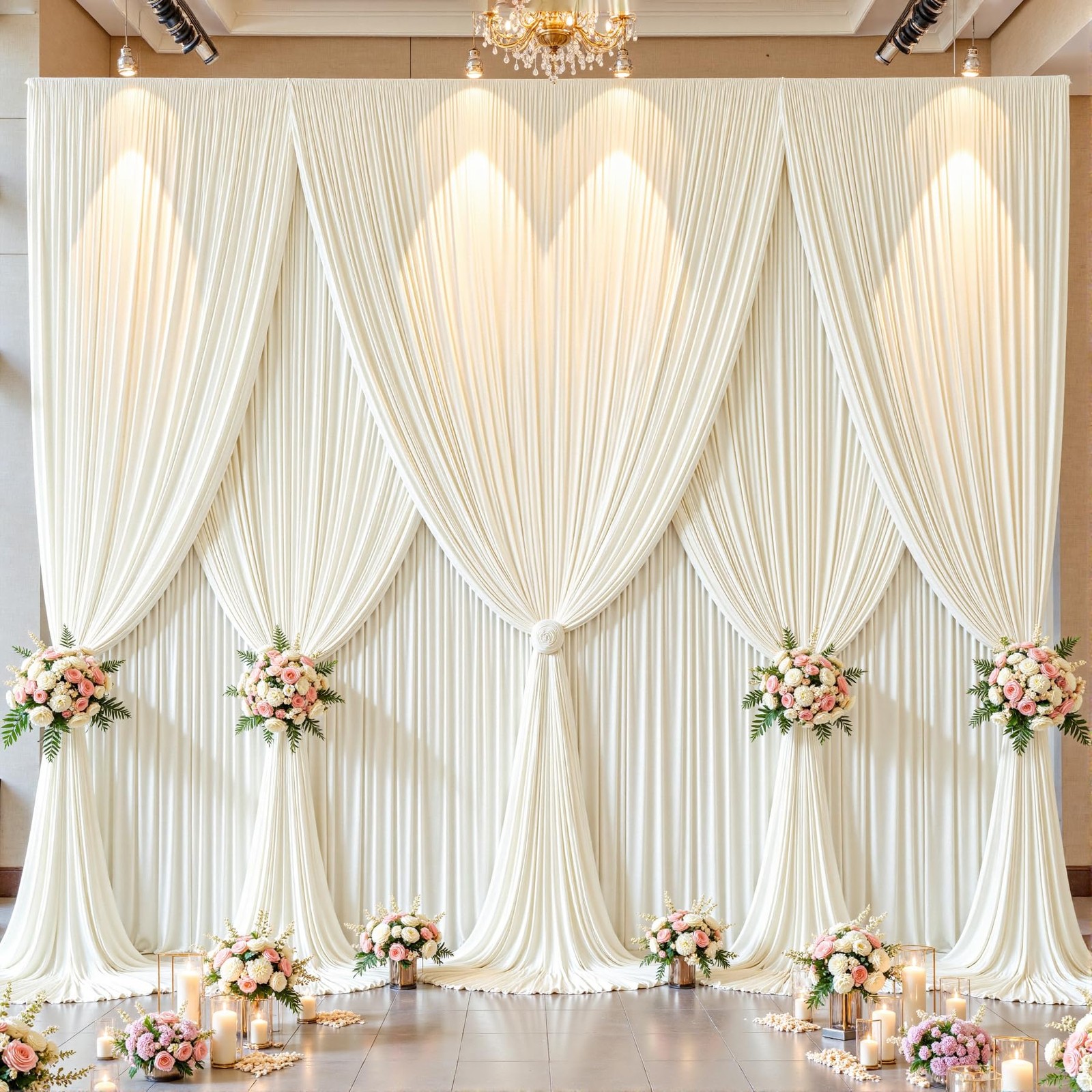 10 Panles Ivory Backdrop Curtains – Wrinkle Free W4′ x H10′(10 panels),