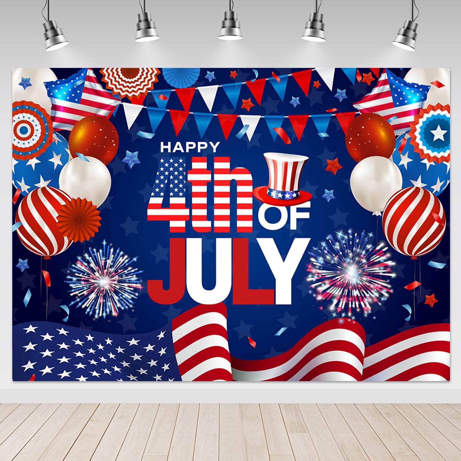 4th of July Backdrop 7x5ft – America 250th Anniversary Patriotic Independence Da