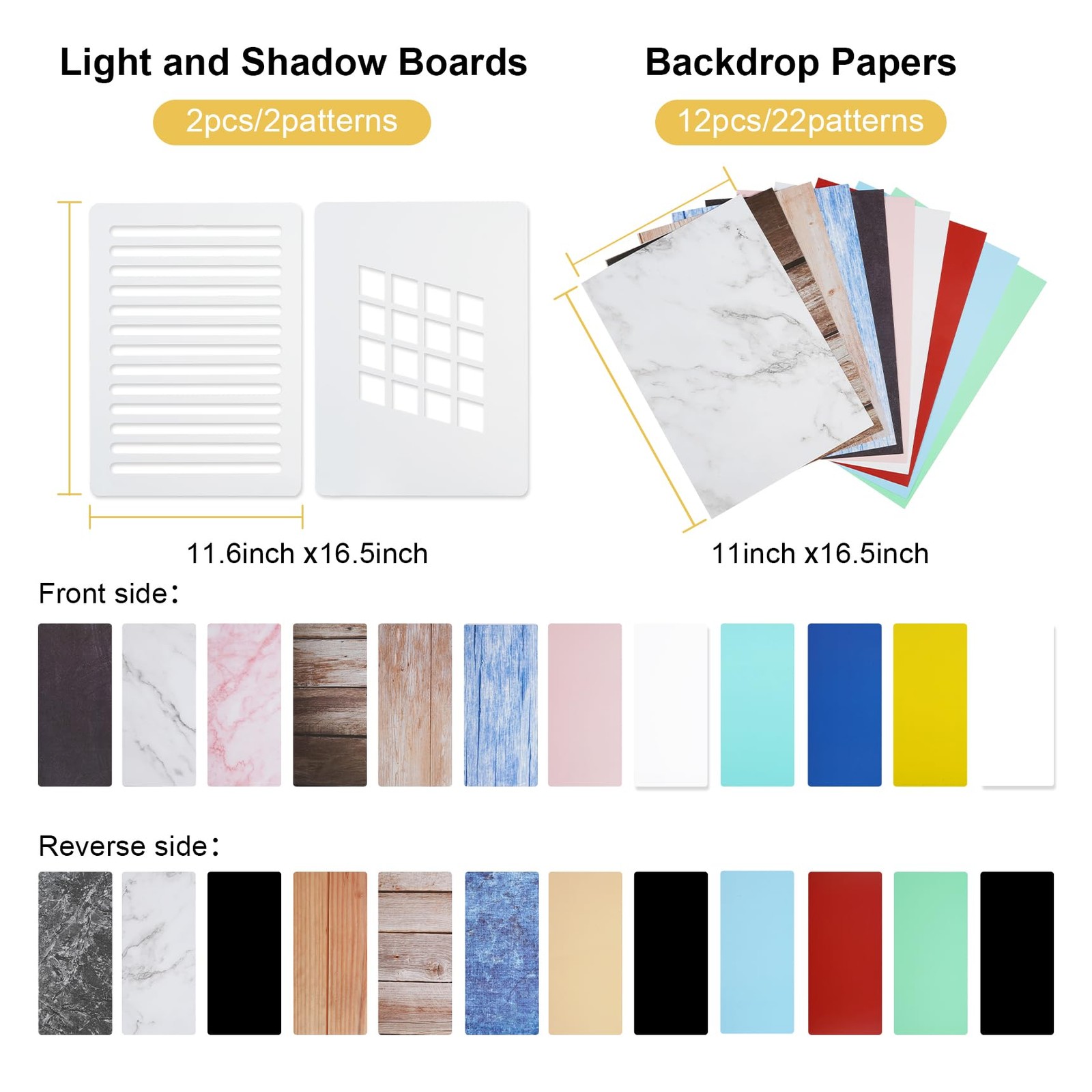 Meking 12Pcs 22Patterns Small Product Photography Backdrops Kit Photo Backgro…