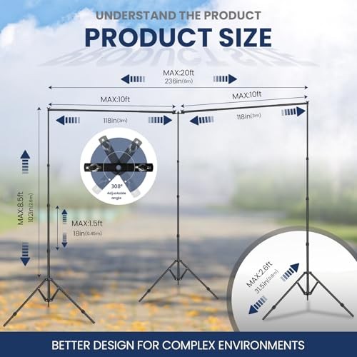8.5 x 20ft (H x W) Adjustable Photo Backdrop Stand Kit, Large Photography