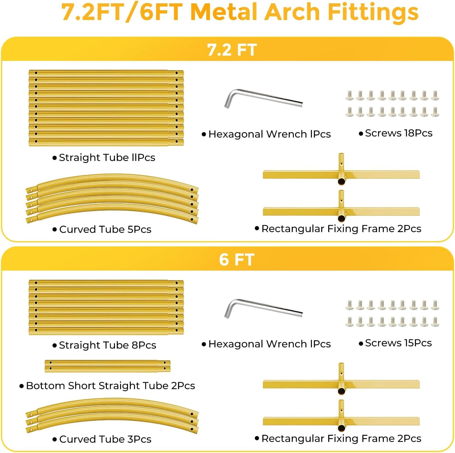 Metal Arch Backdrop Stand 7.2FT+6FT Wedding Arch Frame Gold Wedding Arch