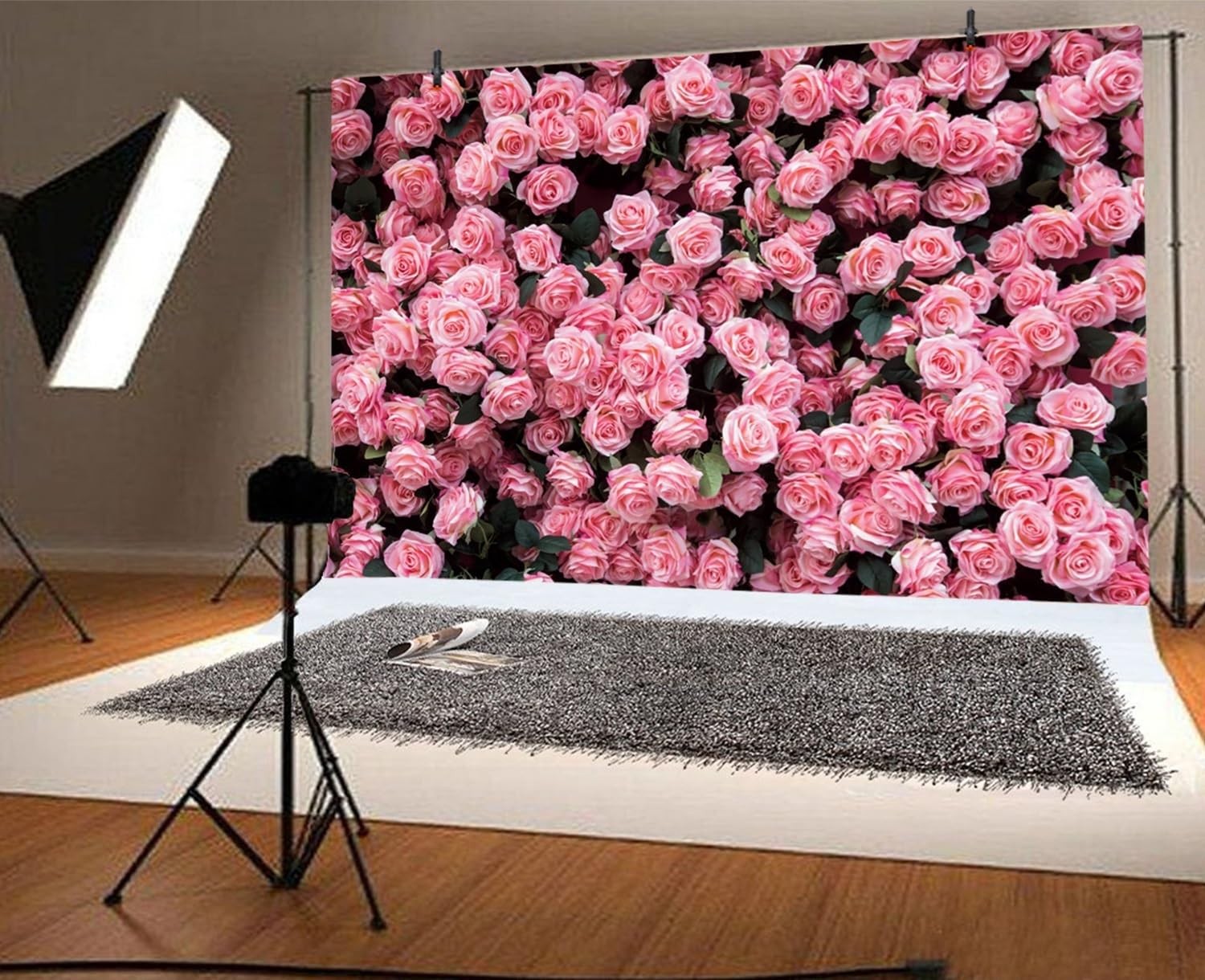Pink Flower Blooming Rose Floral Wall Photography Background 7x5ft Mat